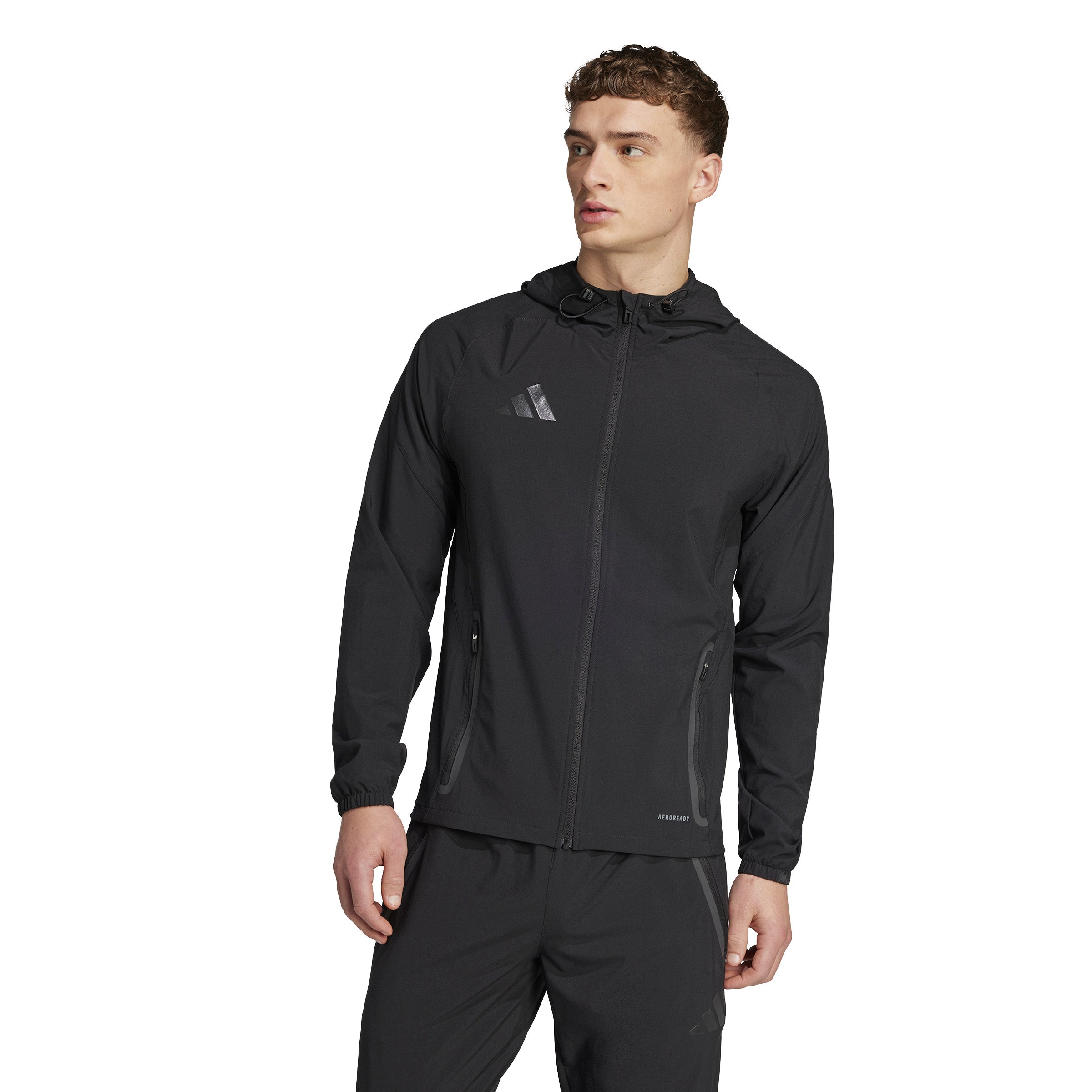 adidas Vis Tech Competition Hooded Trainingsjack Zwart Donkergrijs