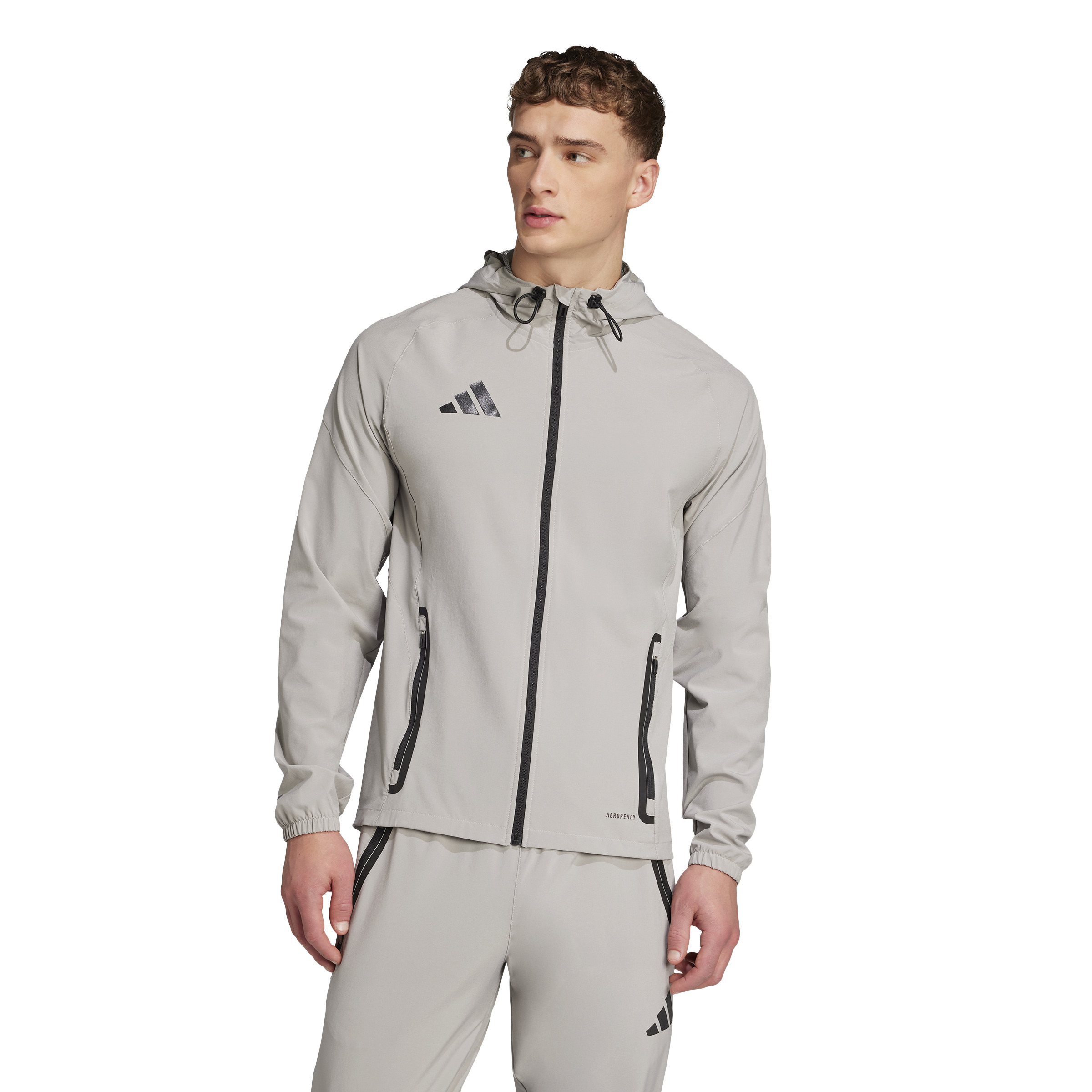 adidas Vis Tech Competition Hooded Trainingsjack Grijs Zwart