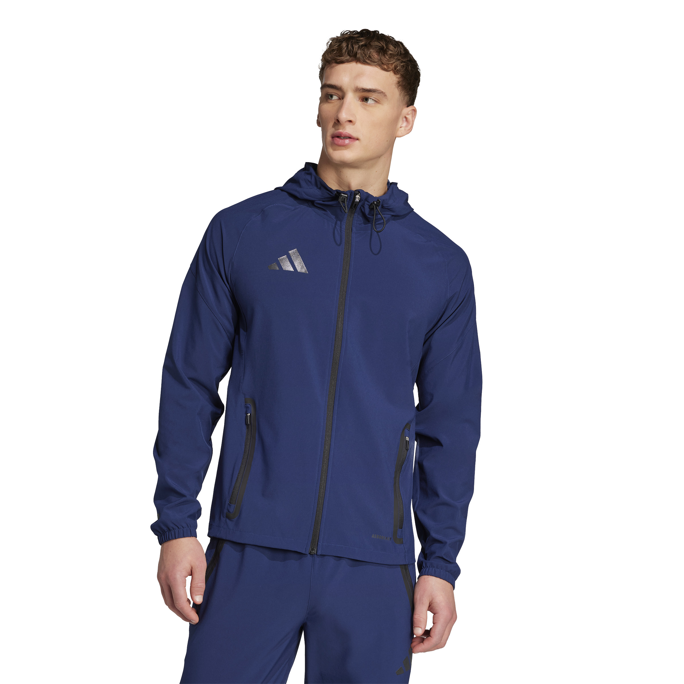 adidas Vis Tech Competition Hooded Trainingsjack Donkerblauw Zwart