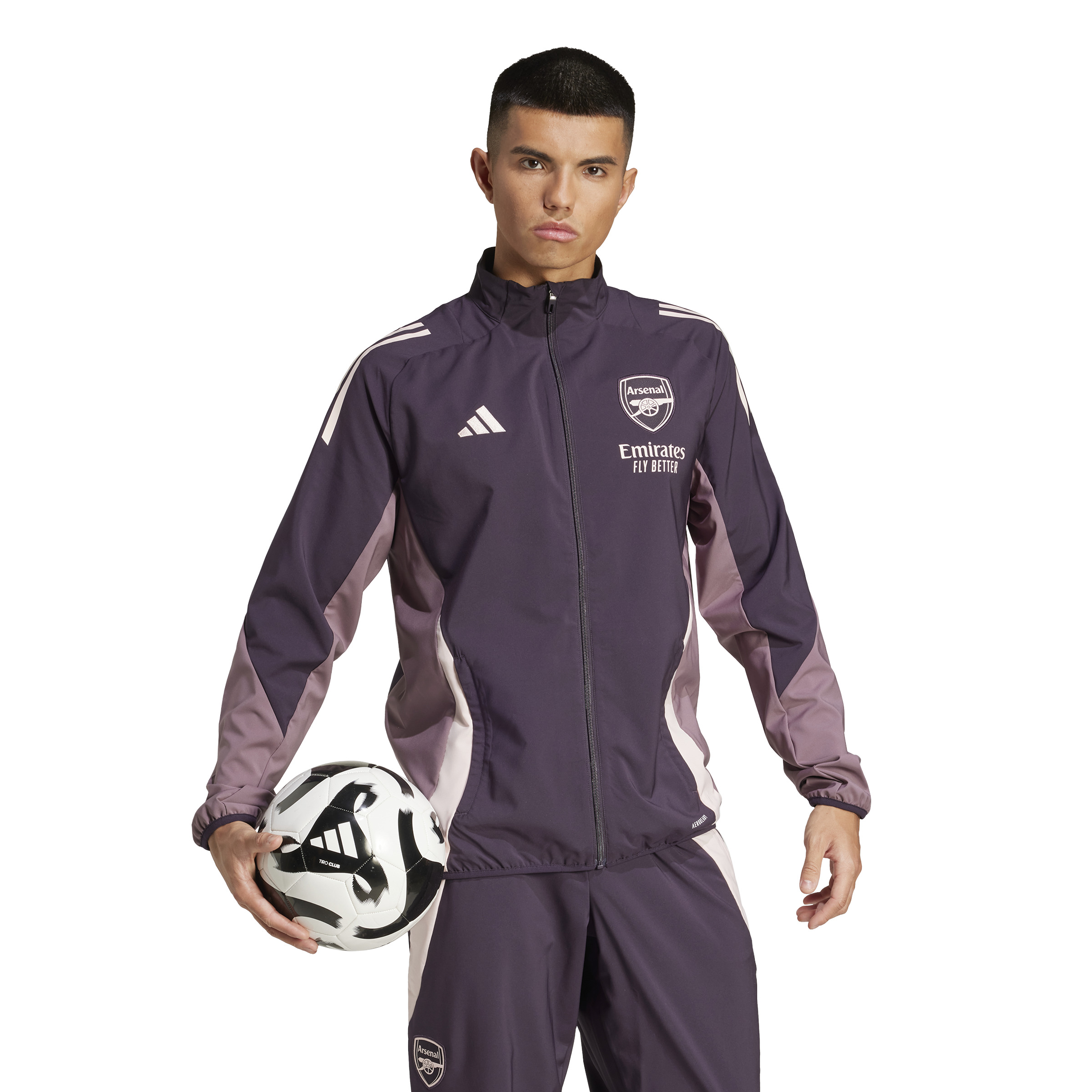 adidas Arsenal Presentatie Trainingsjack 2024-2025 Donkerpaars Beige Paars