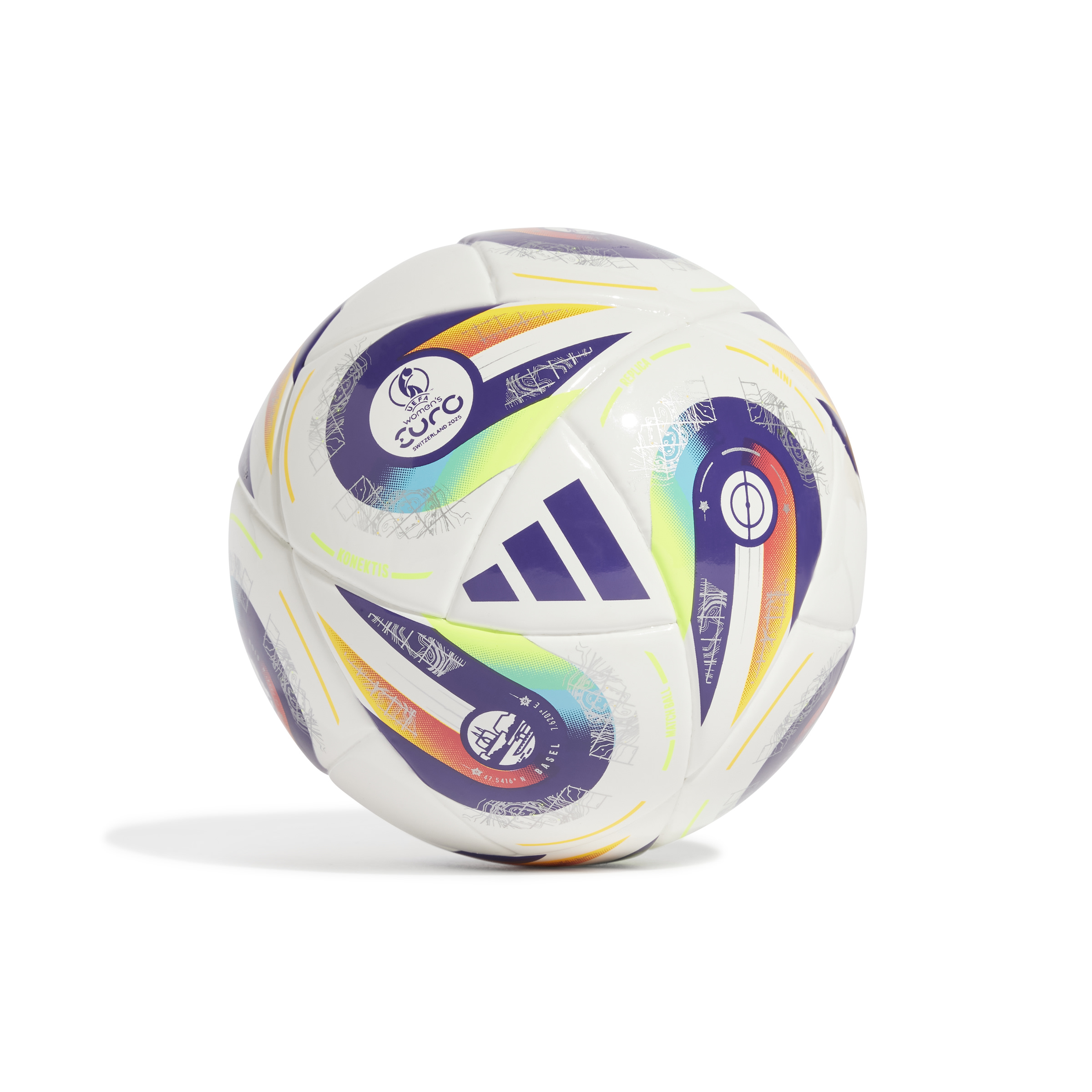 adidas Women&apos;s EURO25 Mini Voetbal Maat 1 Wit Paars Geel