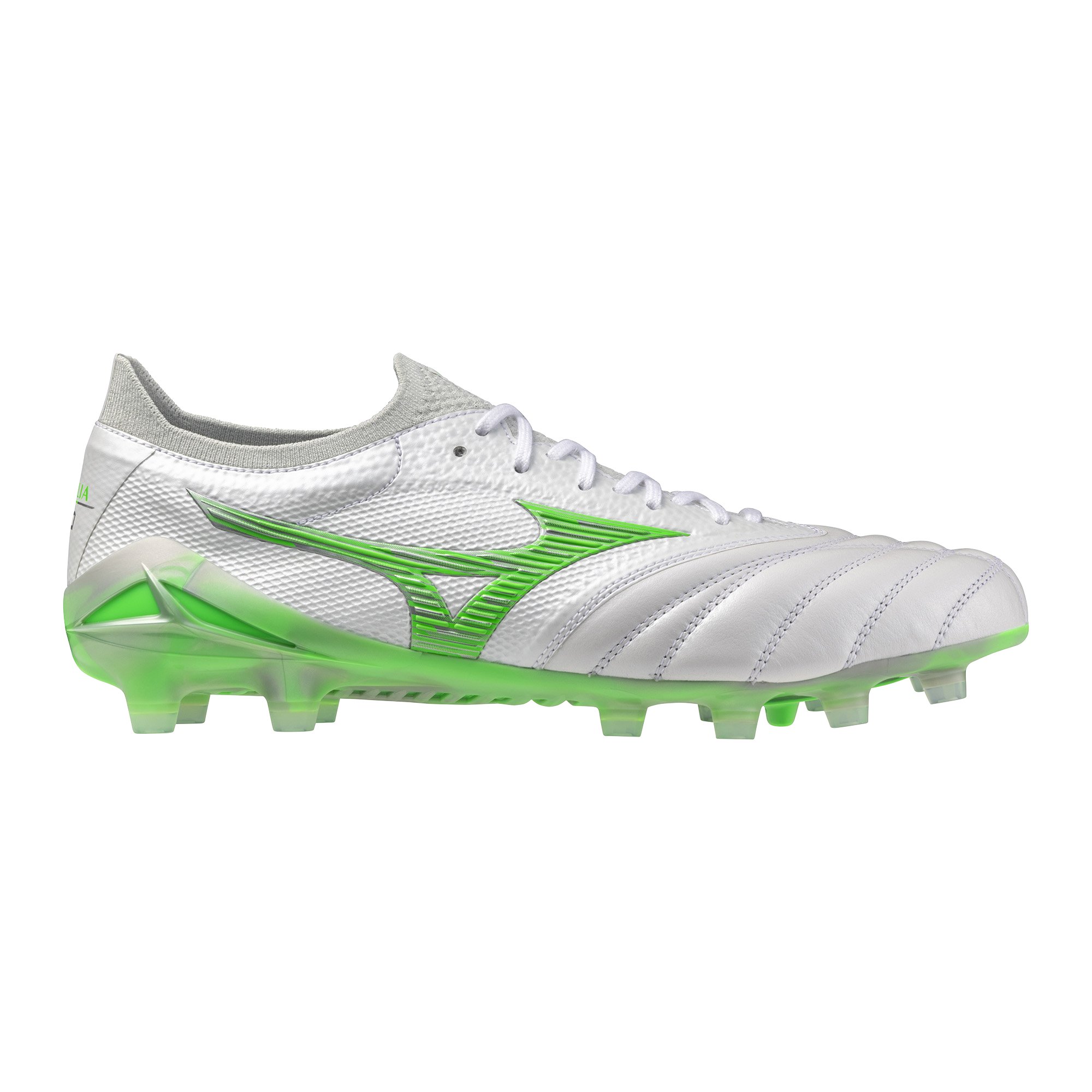 Mizuno Morelia Neo IV Beta Japan Gras Voetbalschoenen (FG) Zilver Felgroen