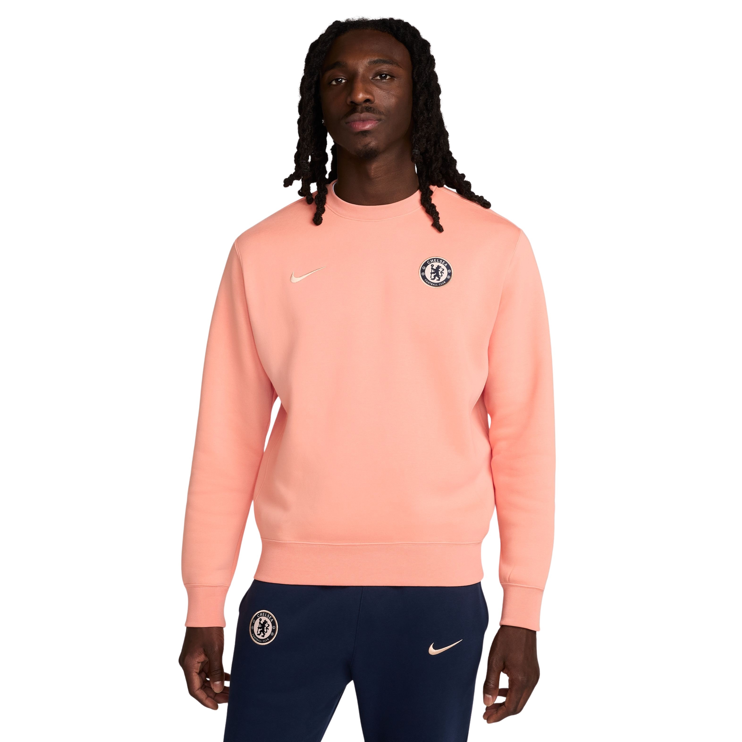 Nike Chelsea Club Crew Sweater 2024-2025 Lichtroze Goud