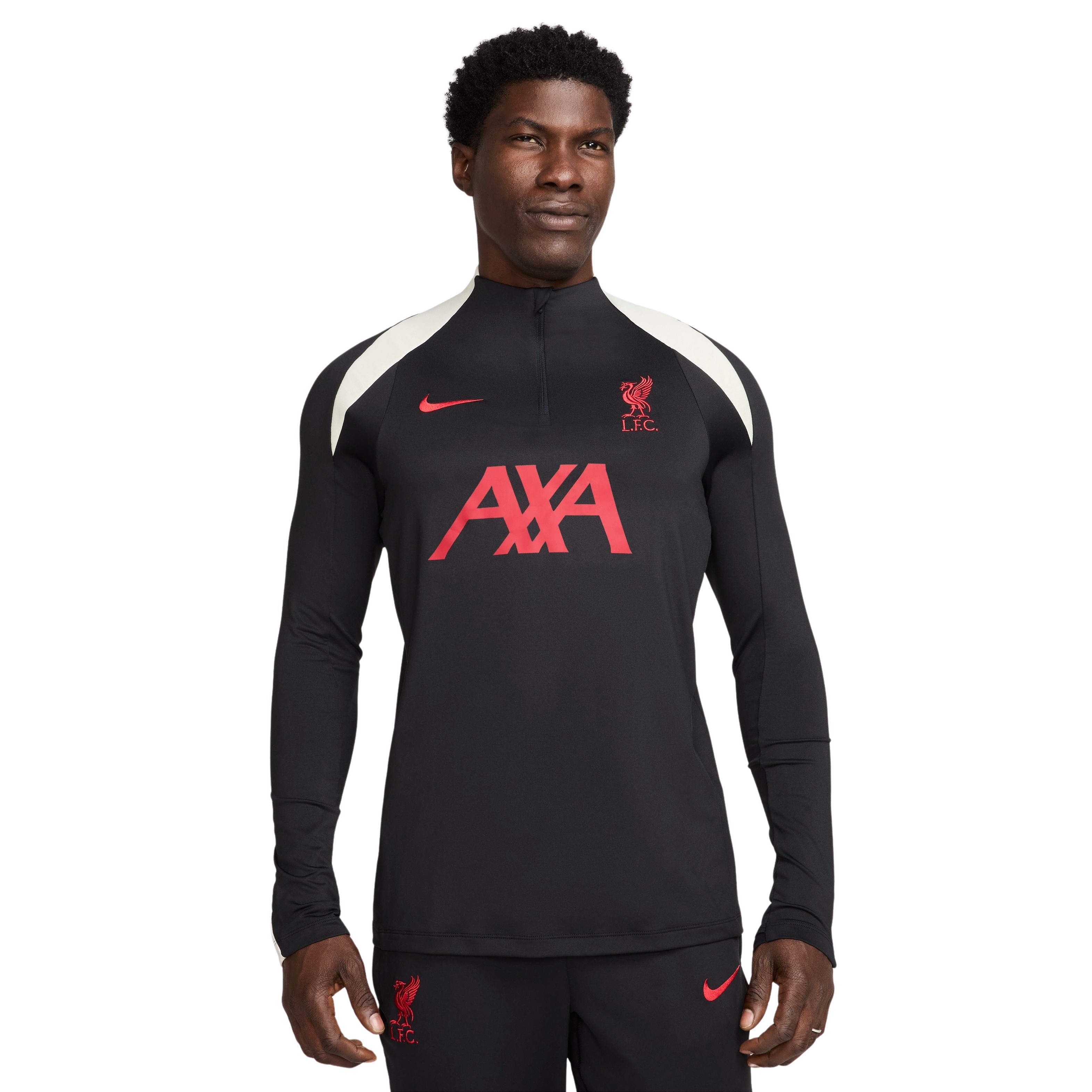 Nike Liverpool Strike Trainingstrui 1/4-Zip 2024-2025 Zwart Rood Gebroken Wit