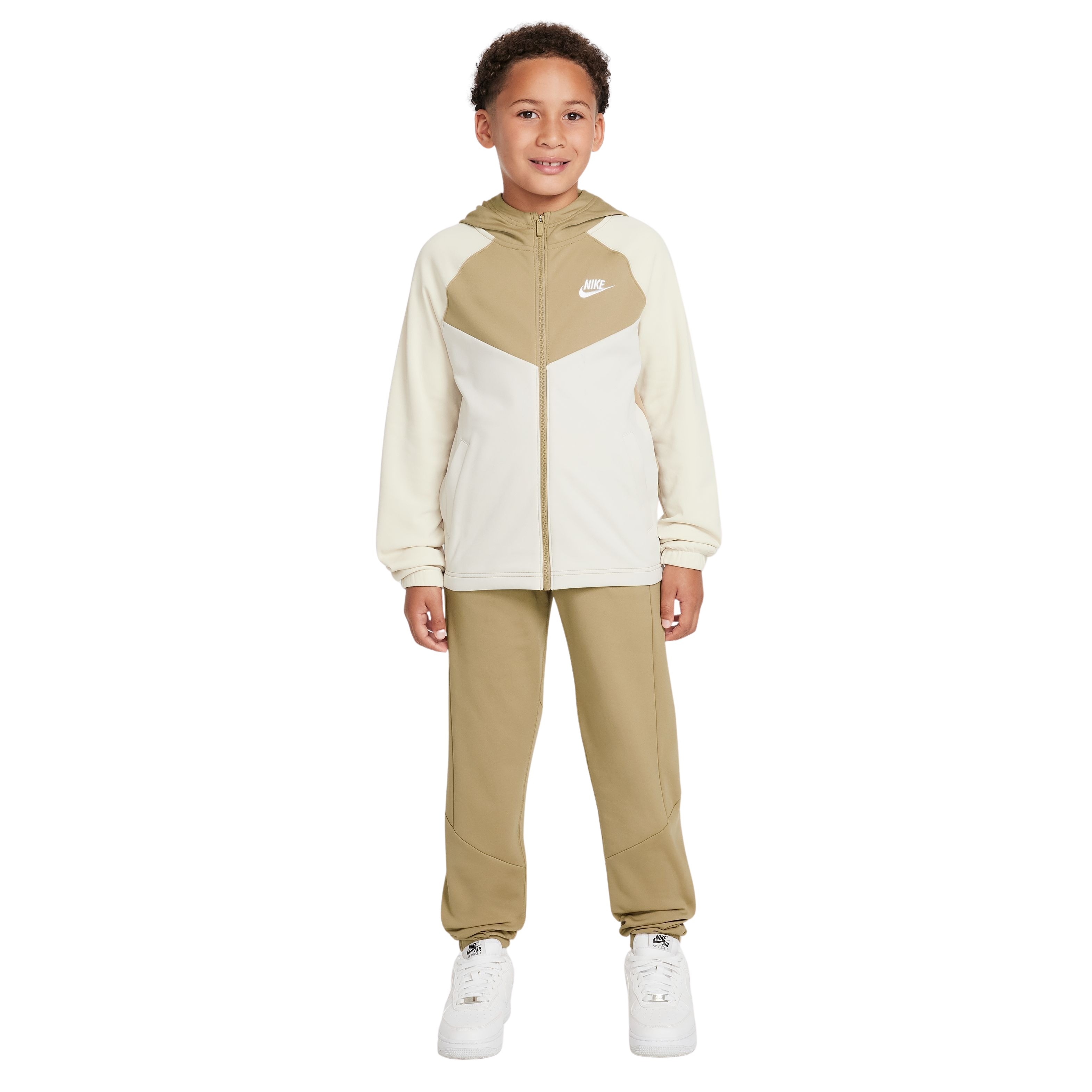 Nike Sportswear Poly Trainingspak Full-Zip Hooded Kids Beige Gebroken Wit