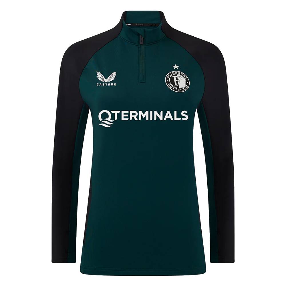 Castore Feyenoord Trainingstrui 1/4-Zip 2024-2025 Dames Donkergroen Zwart