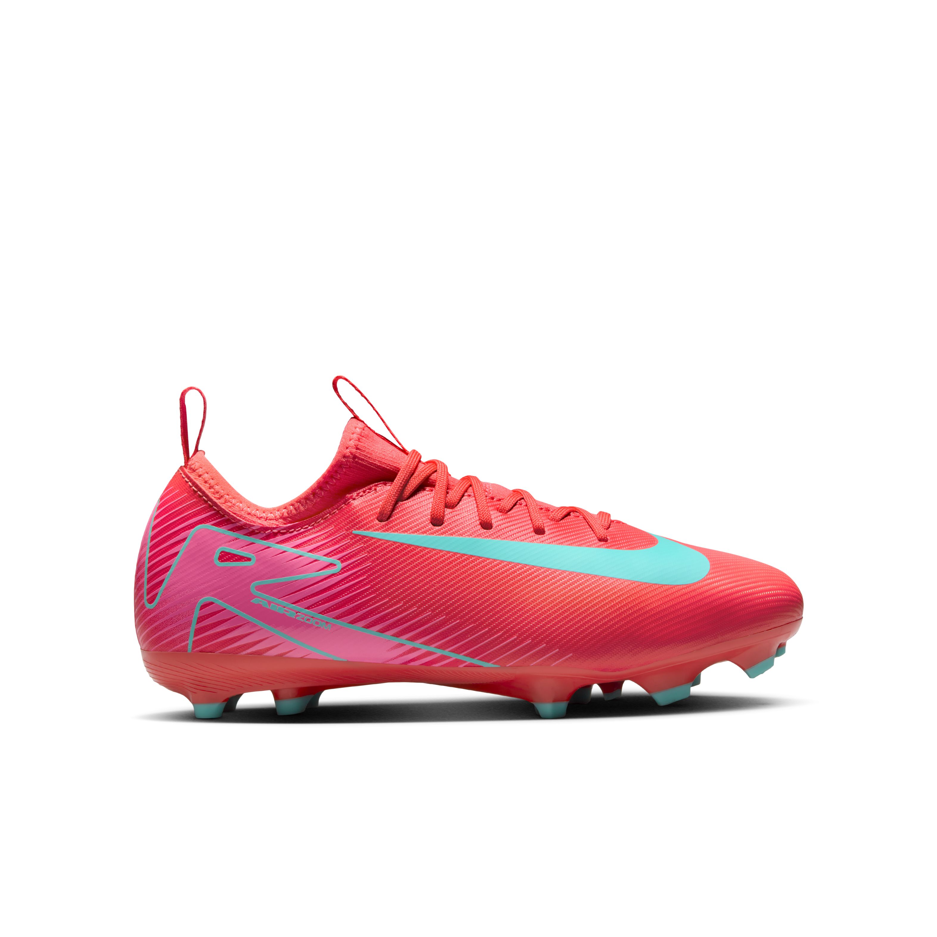 Nike Zoom Mercurial Vapor 16 Academy Gras / Kunstgras Voetbalschoenen (MG) Kids Rood Turquoise Roze