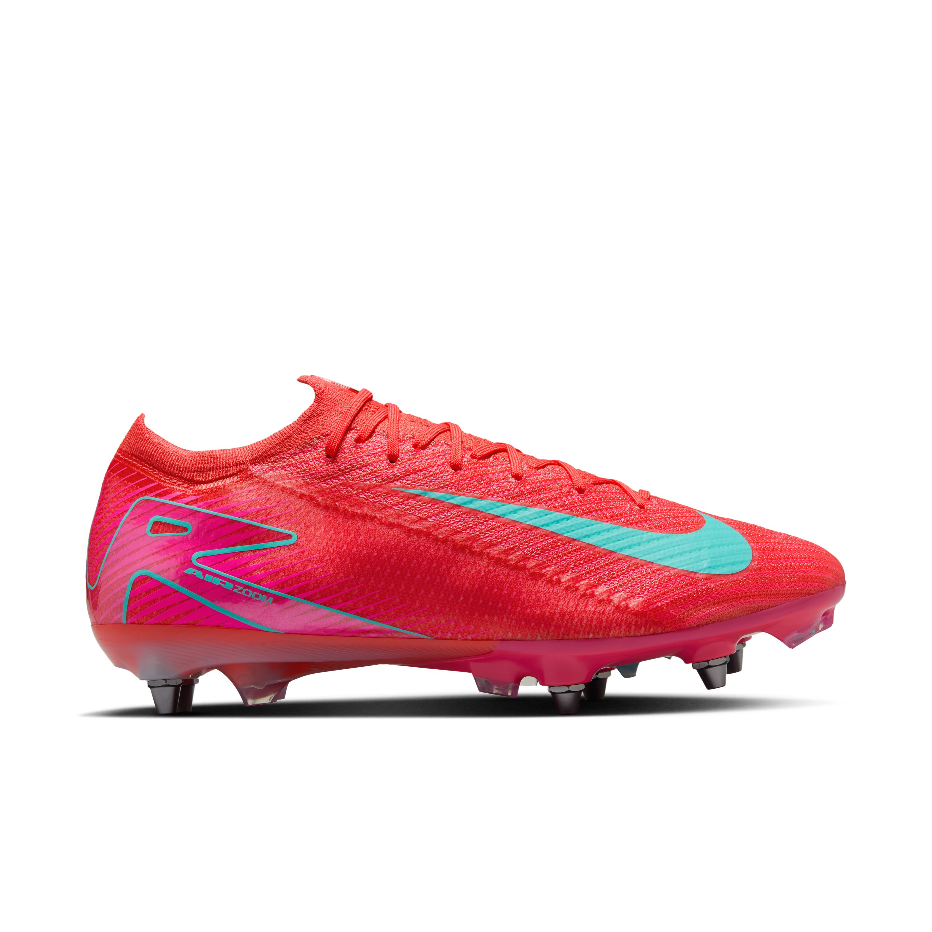 Nike Zoom Mercurial Vapor 16 Elite IJzeren-Nop Voetbalschoenen (SG) Rood Turquoise Roze