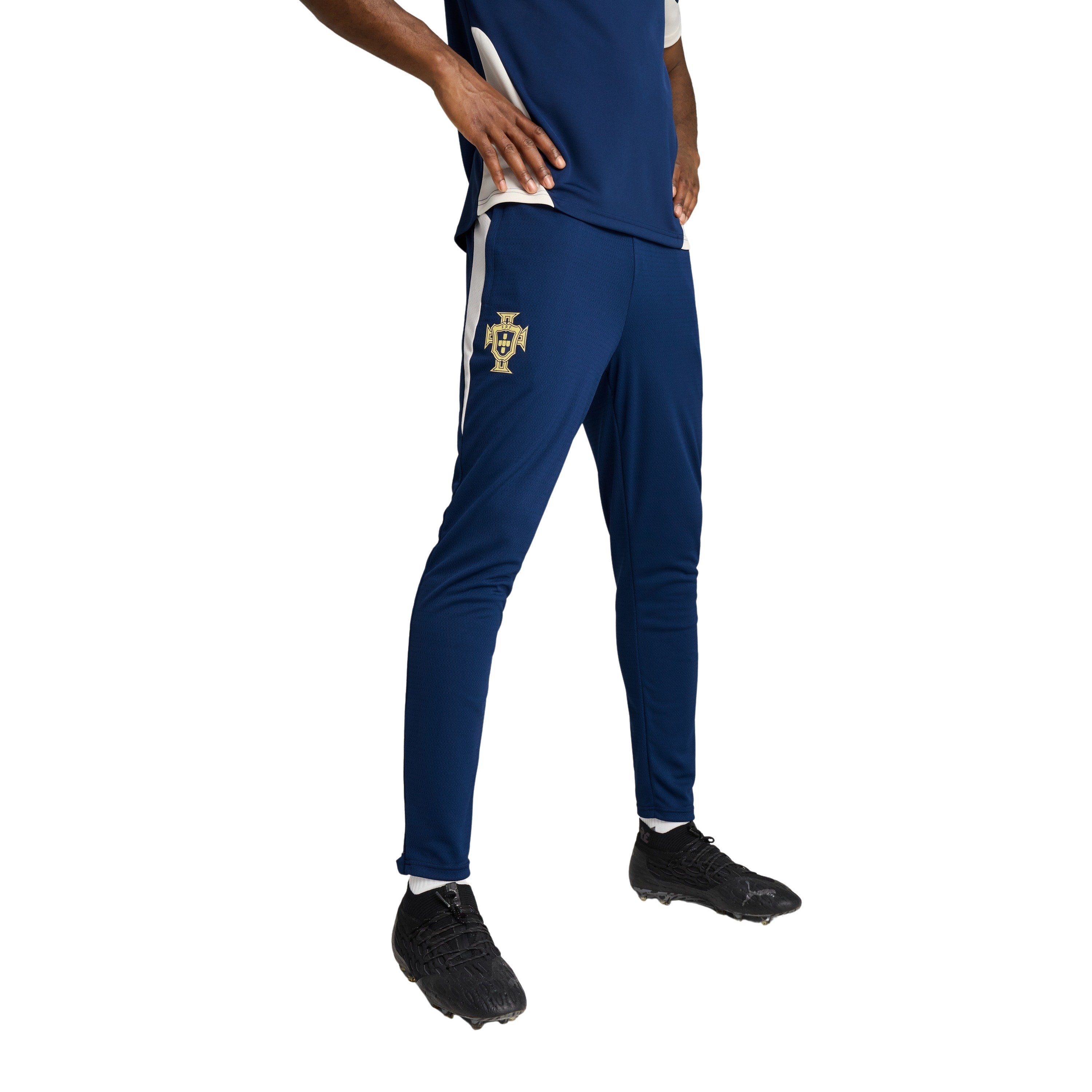 PUMA Portugal Trainingsbroek 2025-2026 Donkerblauw Gebroken Wit Geel