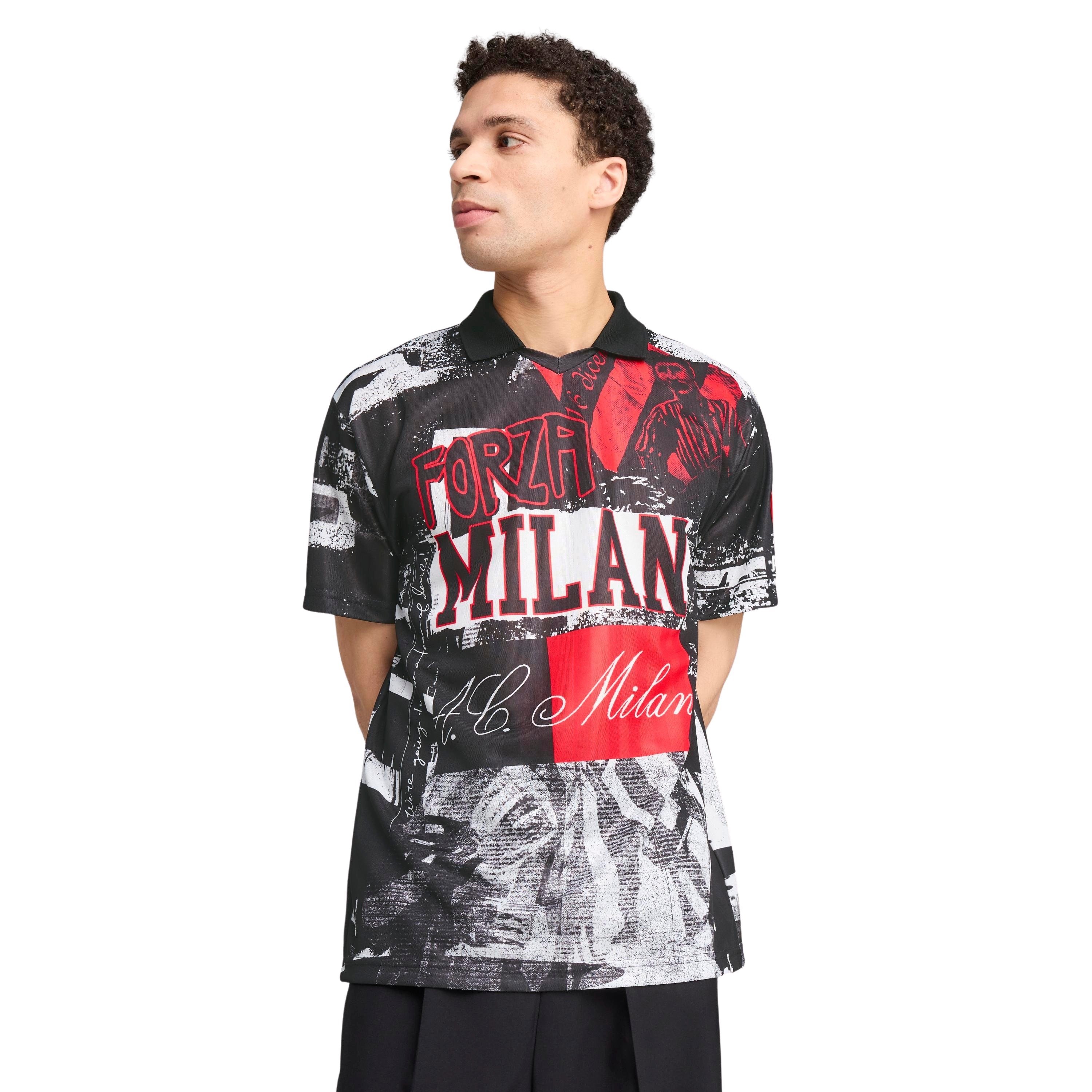 PUMA AC Milan FtblNRGY+ Retro Shirt 2024-2025 Zwart Wit Rood