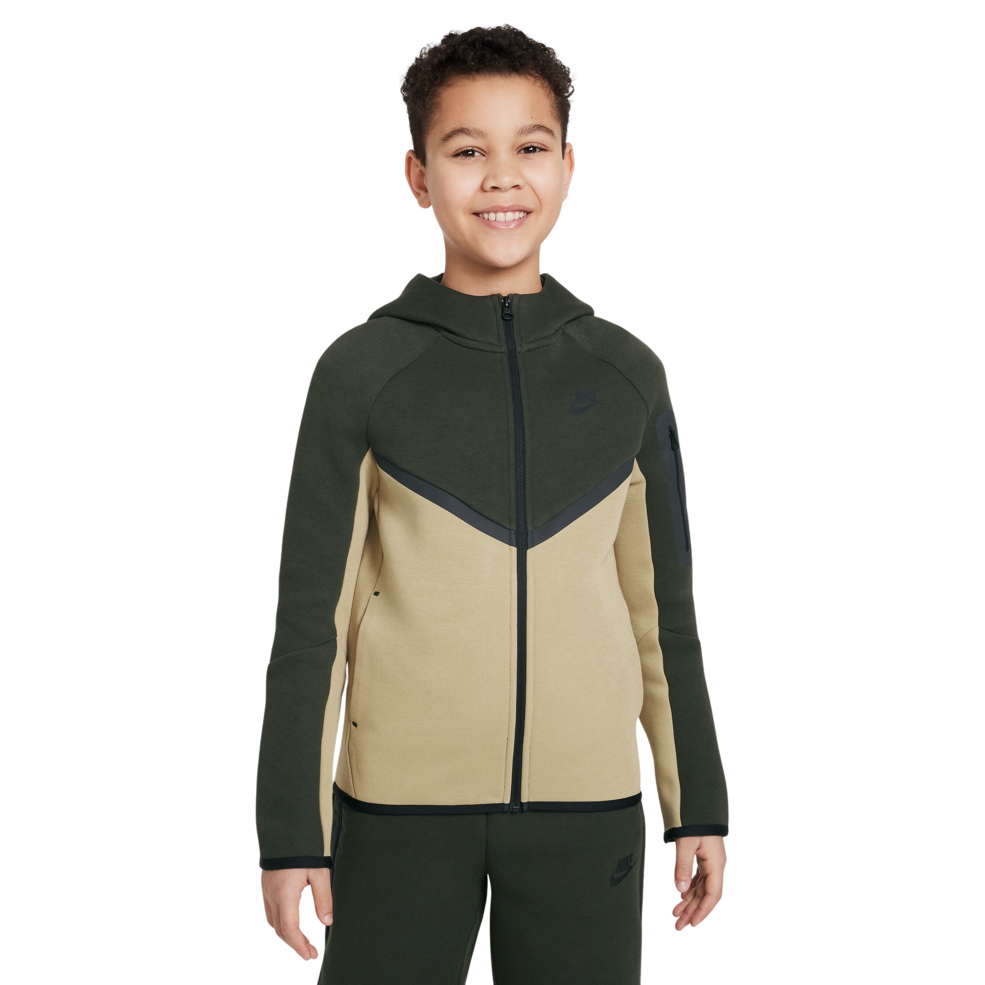 Nike Tech Fleece Sportswear Vest Kids Beige Donkergroen Zwart