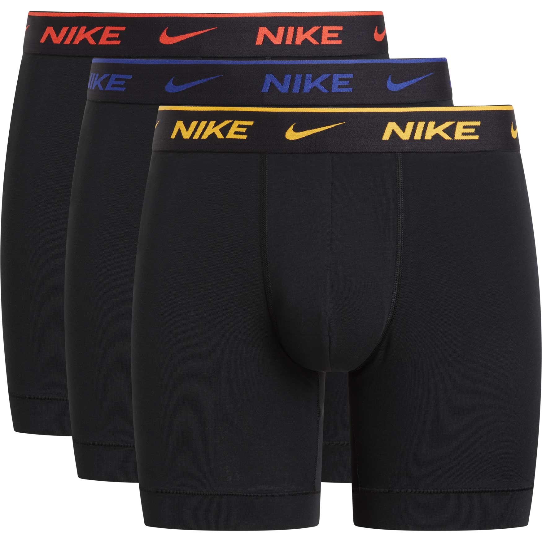 Nike Everyday Cotton Boxershort Brief 3-Pack Zwart Geel Blauw Oranje