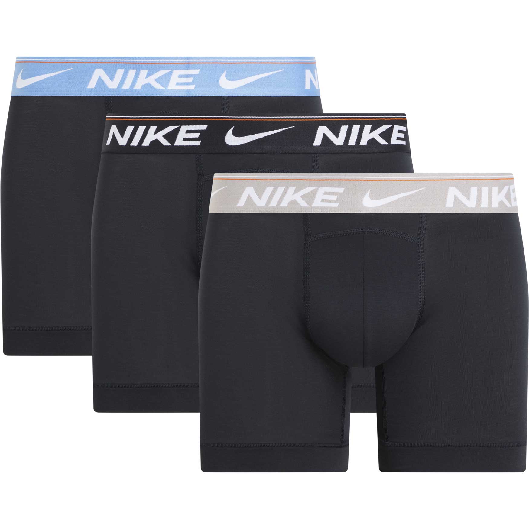 Nike Dri-FIT Ultra Comfort Boxershort Brief 3-Pack Zwart Grijs Lichtblauw