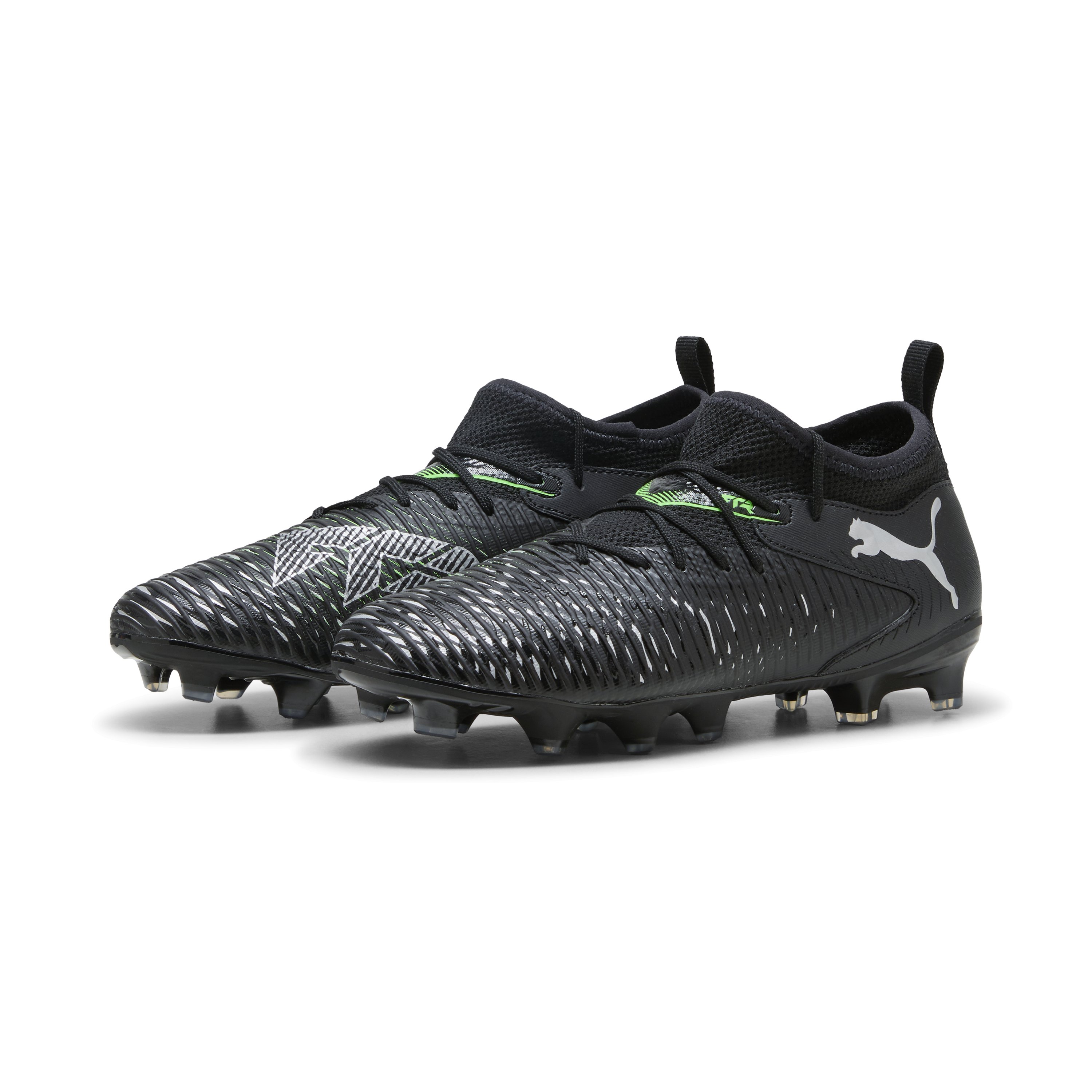 PUMA FUTURE 8 MATCH FG/AG Jr Unisex Sportschoenen - PUMA Black-Cool Light Gray-Fluo Green