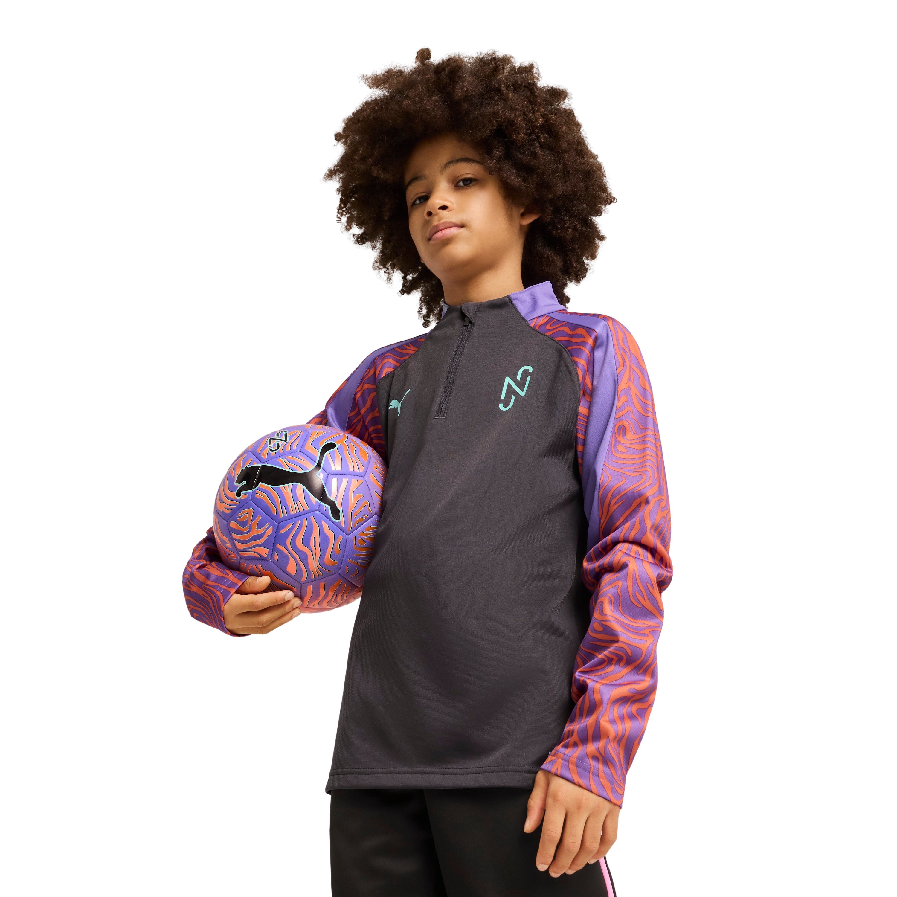 PUMA Neymar Jr. Creativity Trainingstrui 1/4-Zip Kids Donkergrijs Paars Oranje