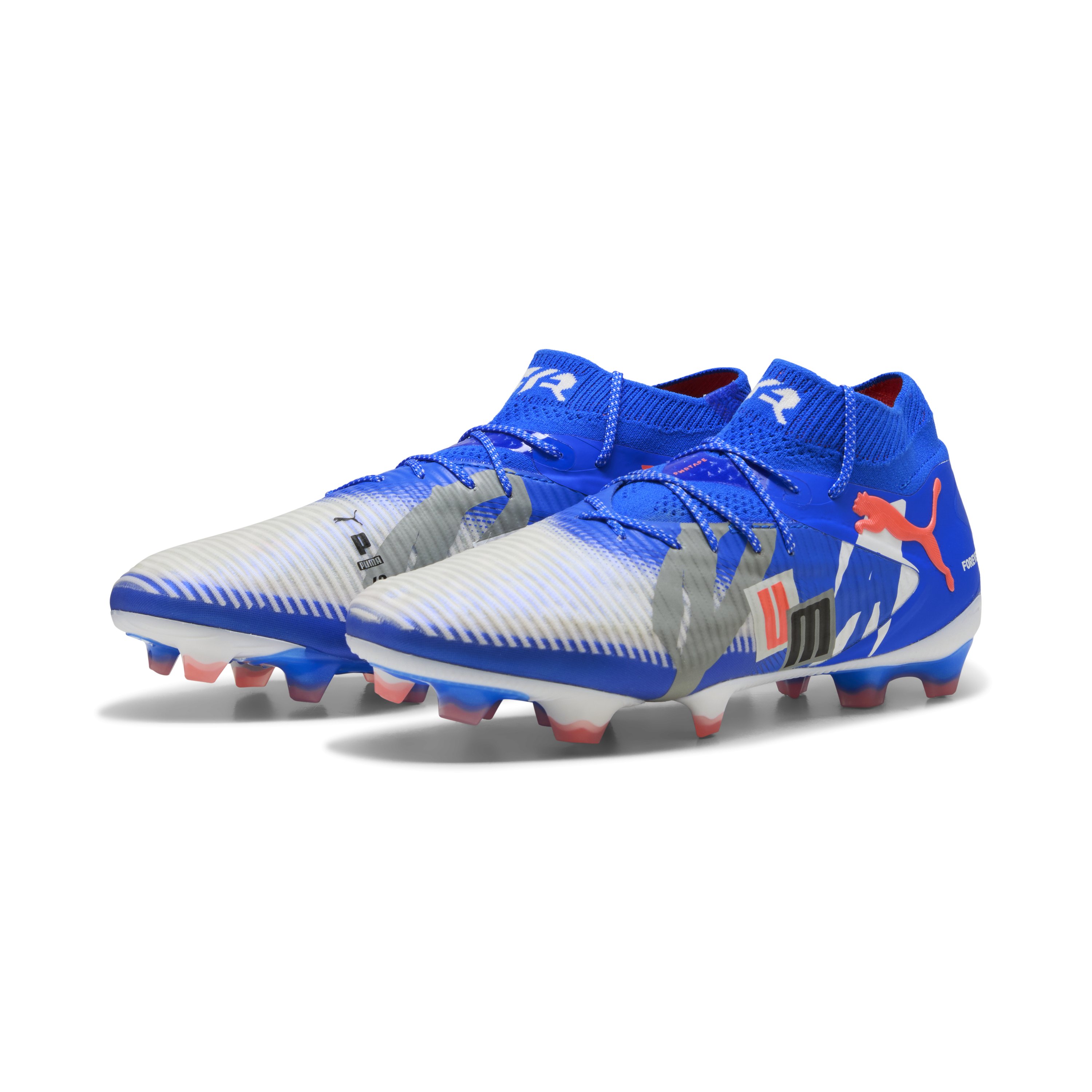 PUMA Future 8 Ultimate Forever Gras Voetbalschoenen (FG) Wit Blauw Oranje