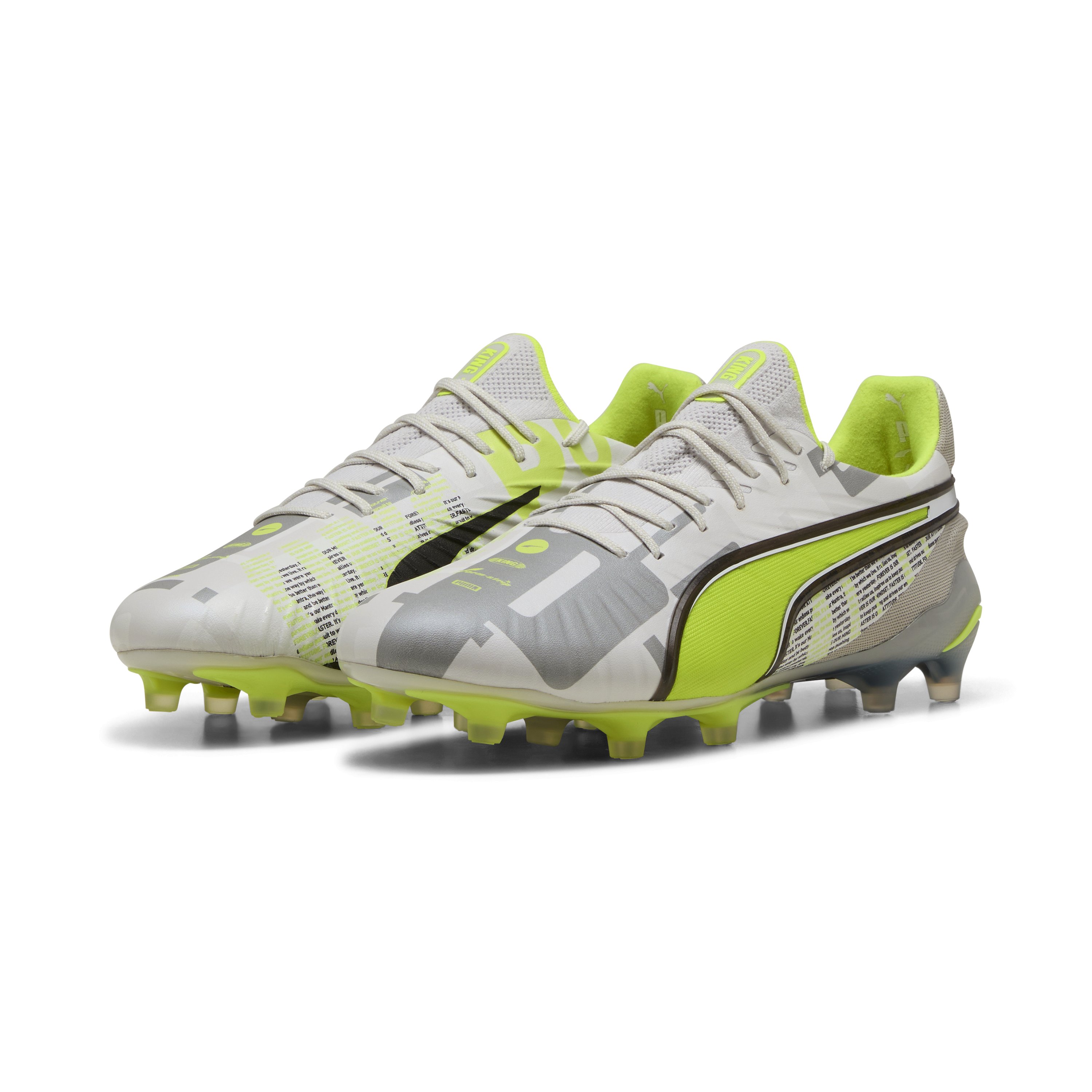 PUMA King Ultimate Forever Gras / Kunstgras Voetbalschoenen (MG) Grijs Geel Zwart