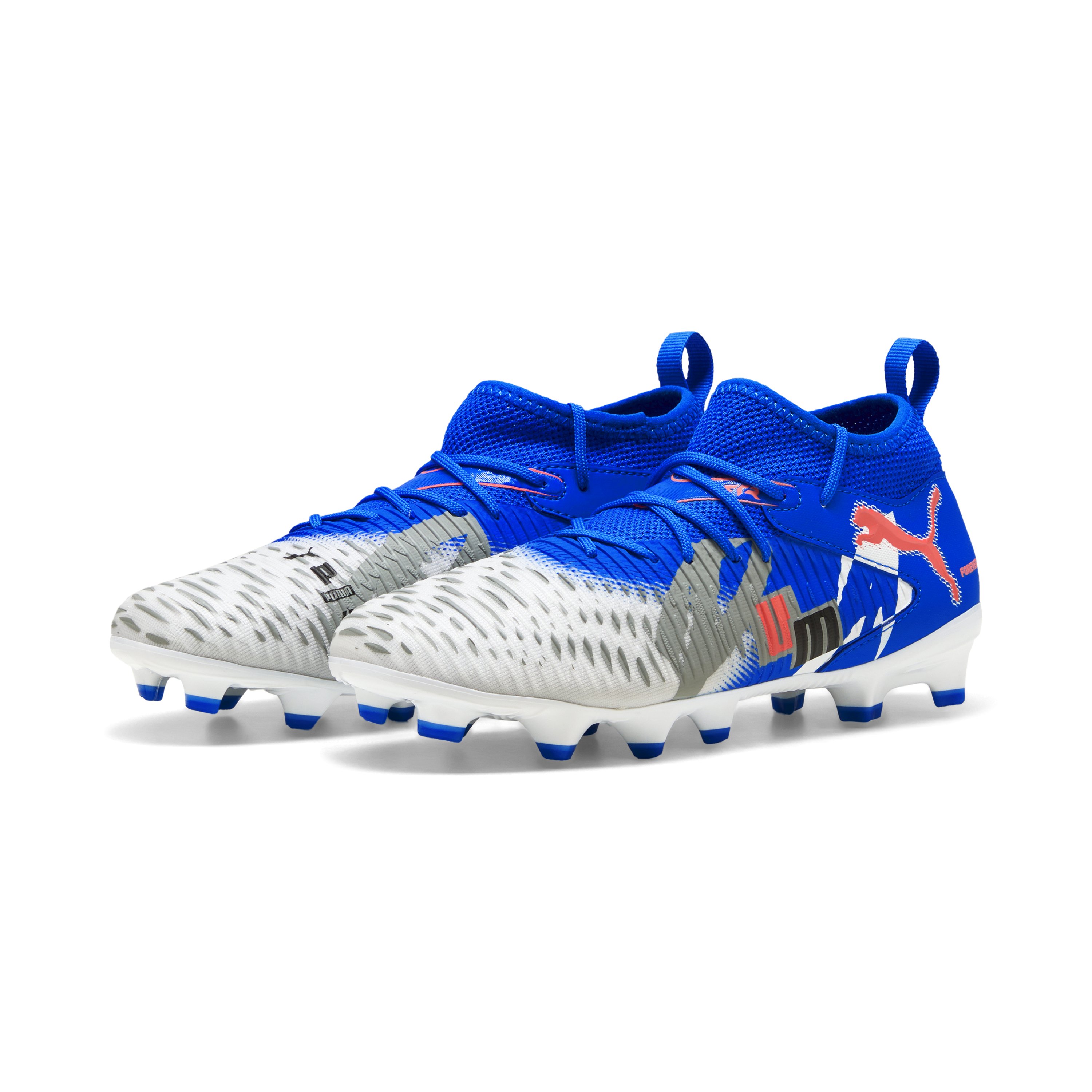 PUMA Future 8 Match Forever Gras / Kunstgras Voetbalschoenen (MG) Kids Wit Blauw Oranje