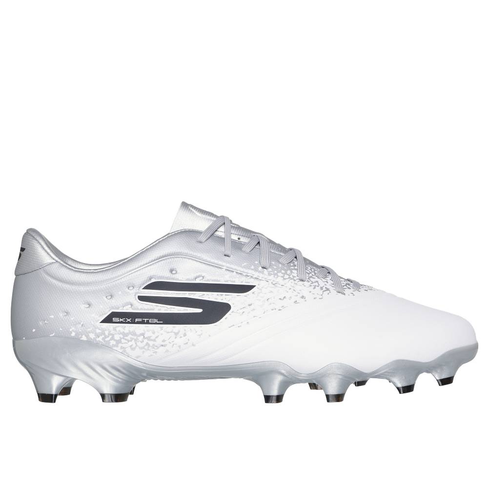 Skechers Razor 1.5 Academy Gras Voetbalschoenen (FG) Wit Zilver Zwart