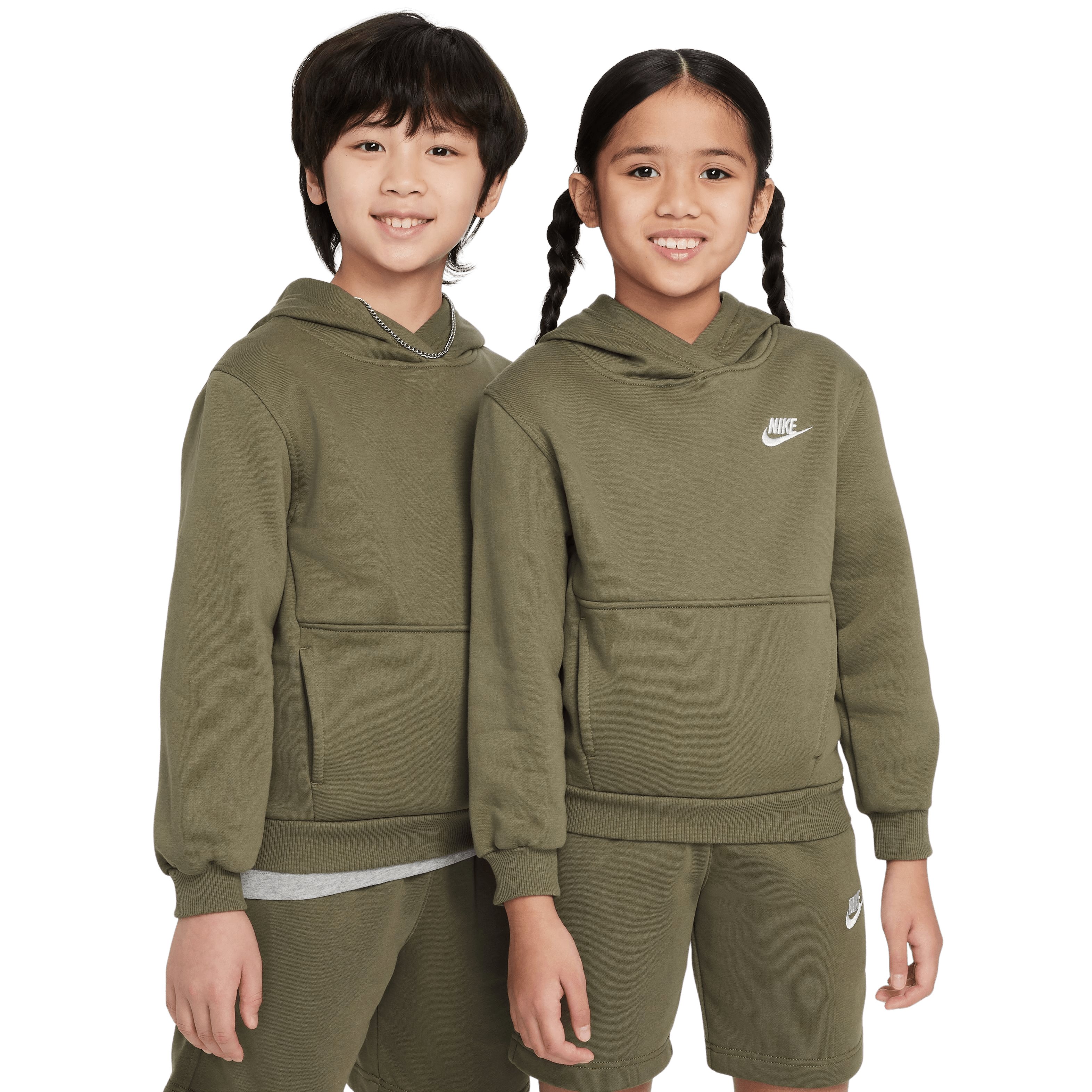 Nike Sportswear Club Fleece Hoodie Kids Olijfgroen Wit