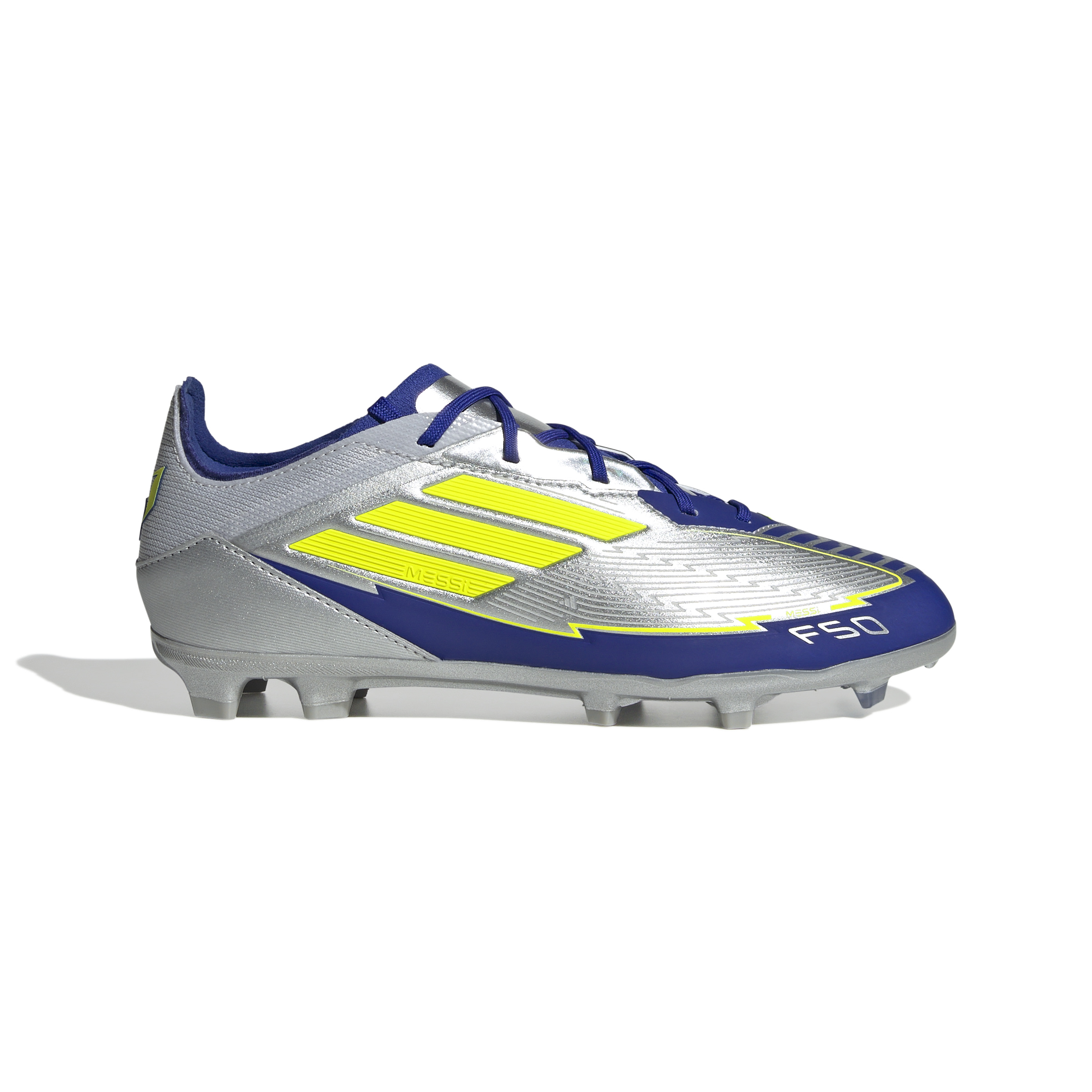 adidas F50 Messi Elite Gras Voetbalschoenen (FG) Kids Zilver Donkerblauw Geel