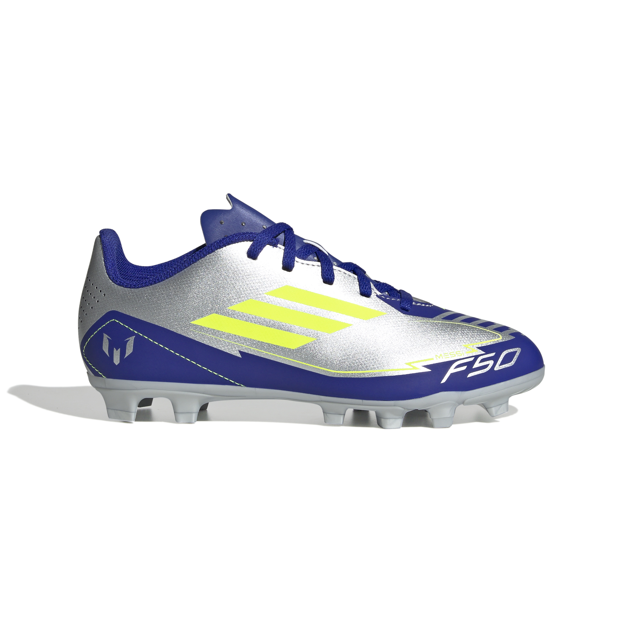 adidas F50 Messi Club Gras / Kunstgras Voetbalschoenen (MG) Kids Zilver Donkerblauw Geel