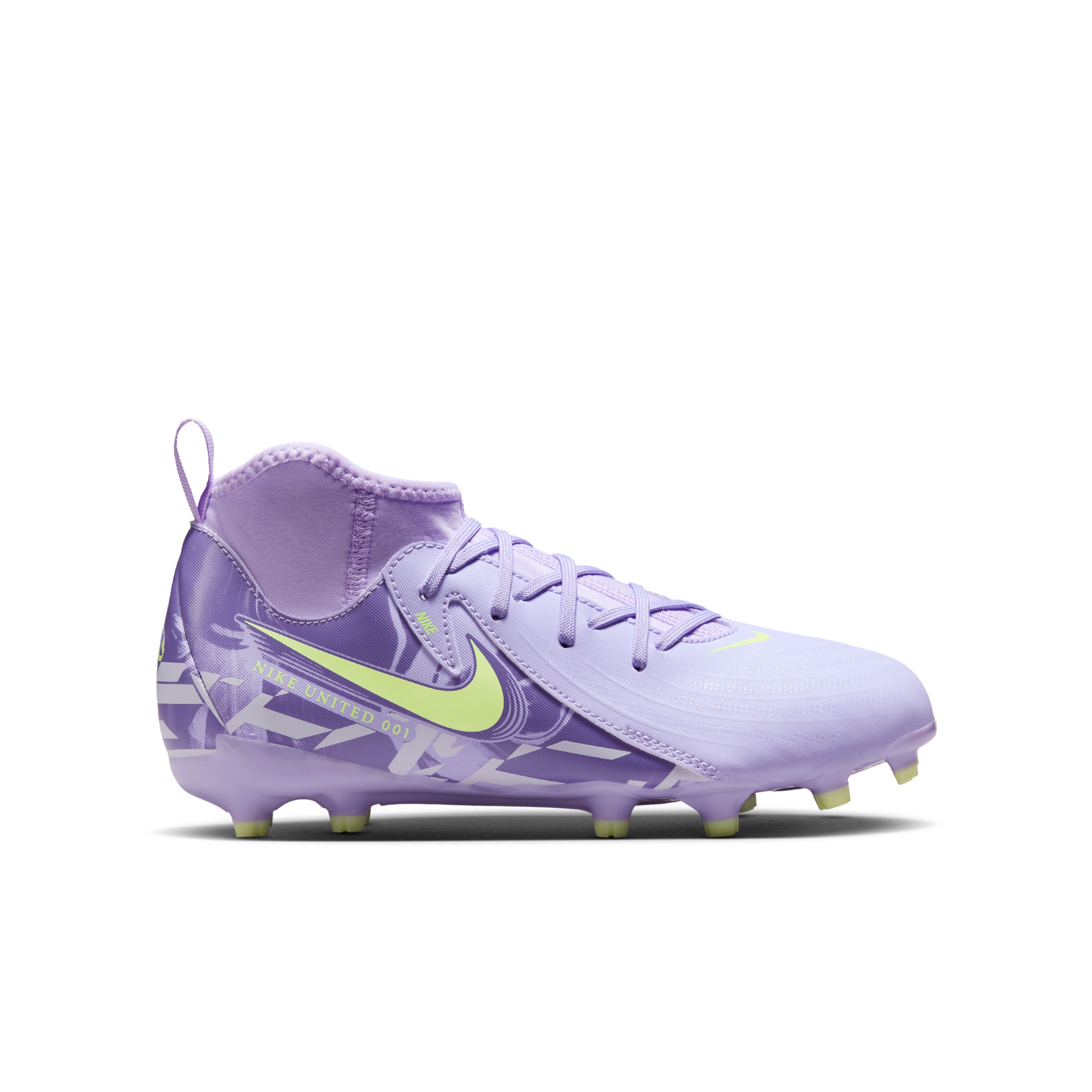 Nike Phantom Luna II Academy Gras Voetbalschoenen (FG) Kids Lichtpaars Lichtgeel