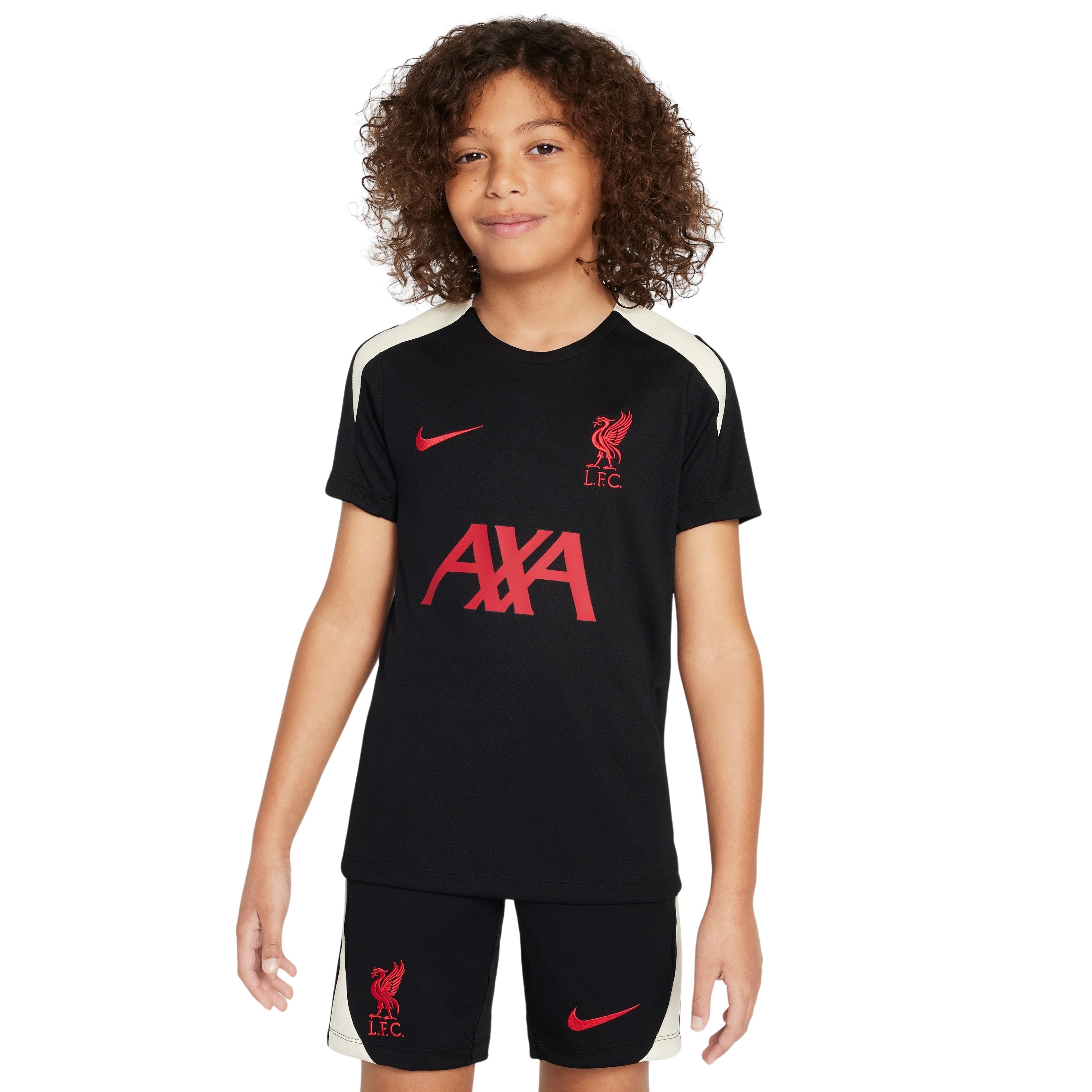 Nike Liverpool Strike Trainingsshirt 2024-2025 Kids Zwart Gebroken Wit Rood