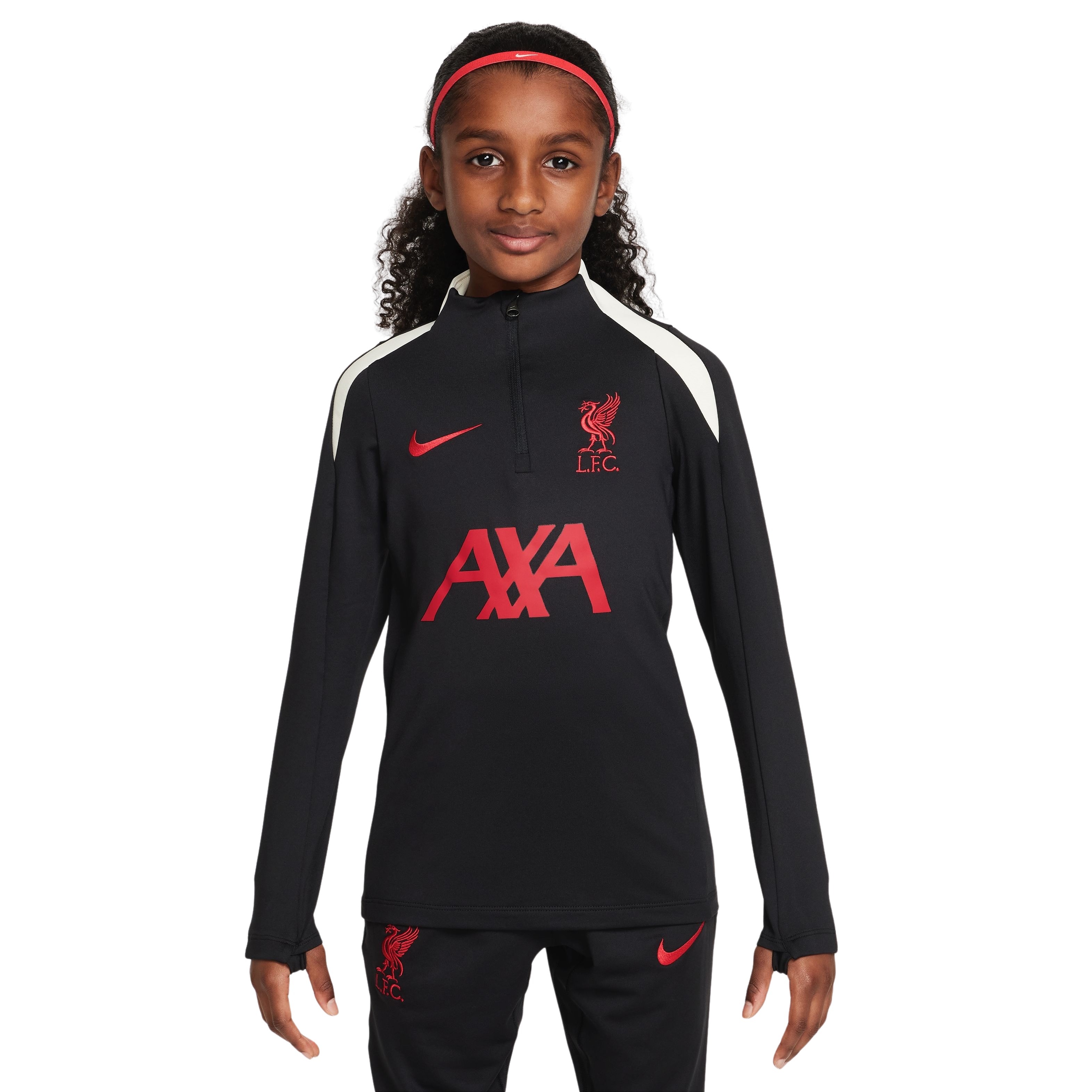 Nike Liverpool Strike Trainingstrui 1/4-Zip 2024-2025 Kids Zwart Rood Gebroken Wit