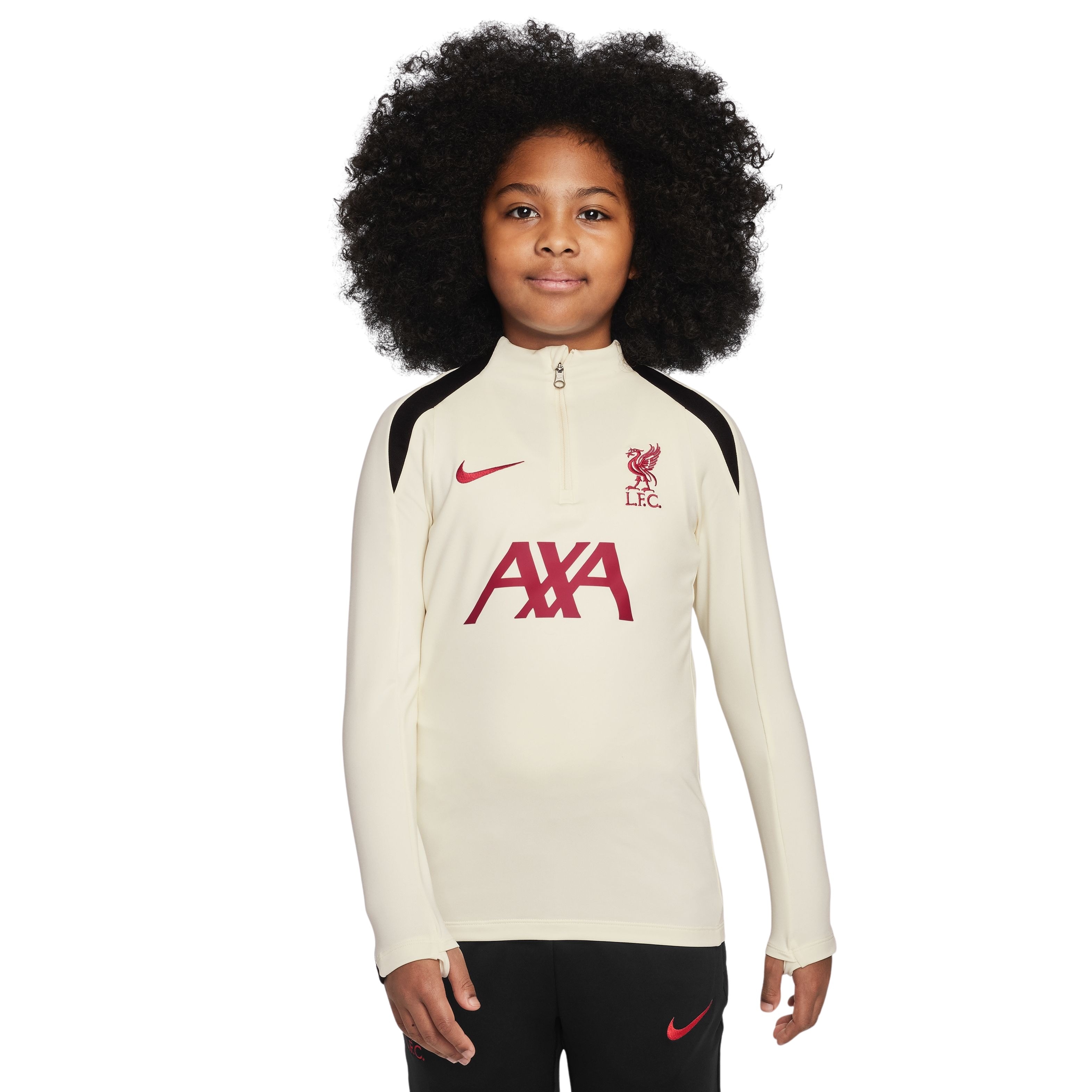 Nike Liverpool Strike Trainingstrui 1/4-Zip 2024-2025 Kids Gebroken Wit Rood Zwart