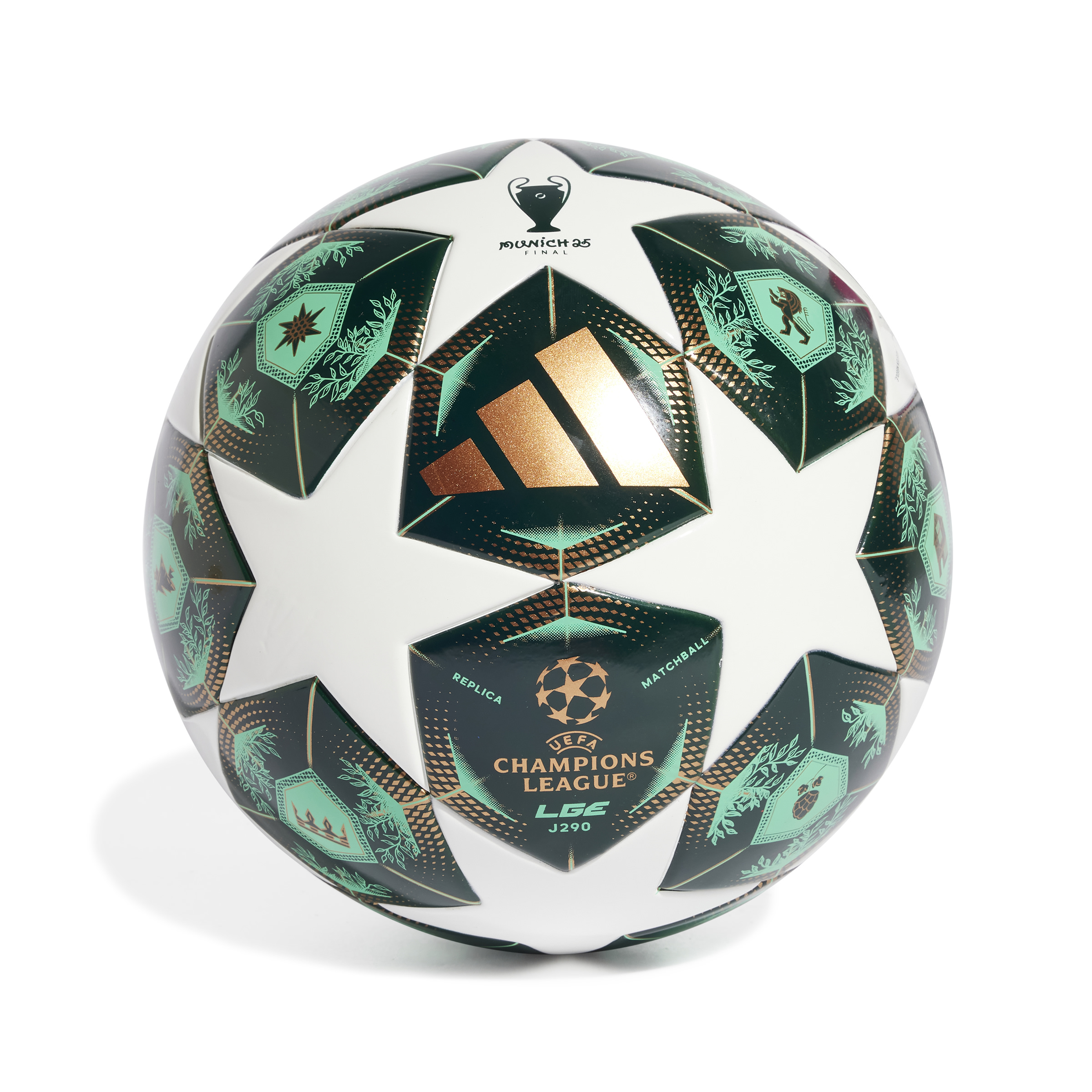 adidas UEFA Champions League League J290 Voetbal Maat 5 2024-2025 Groen Wit Brons