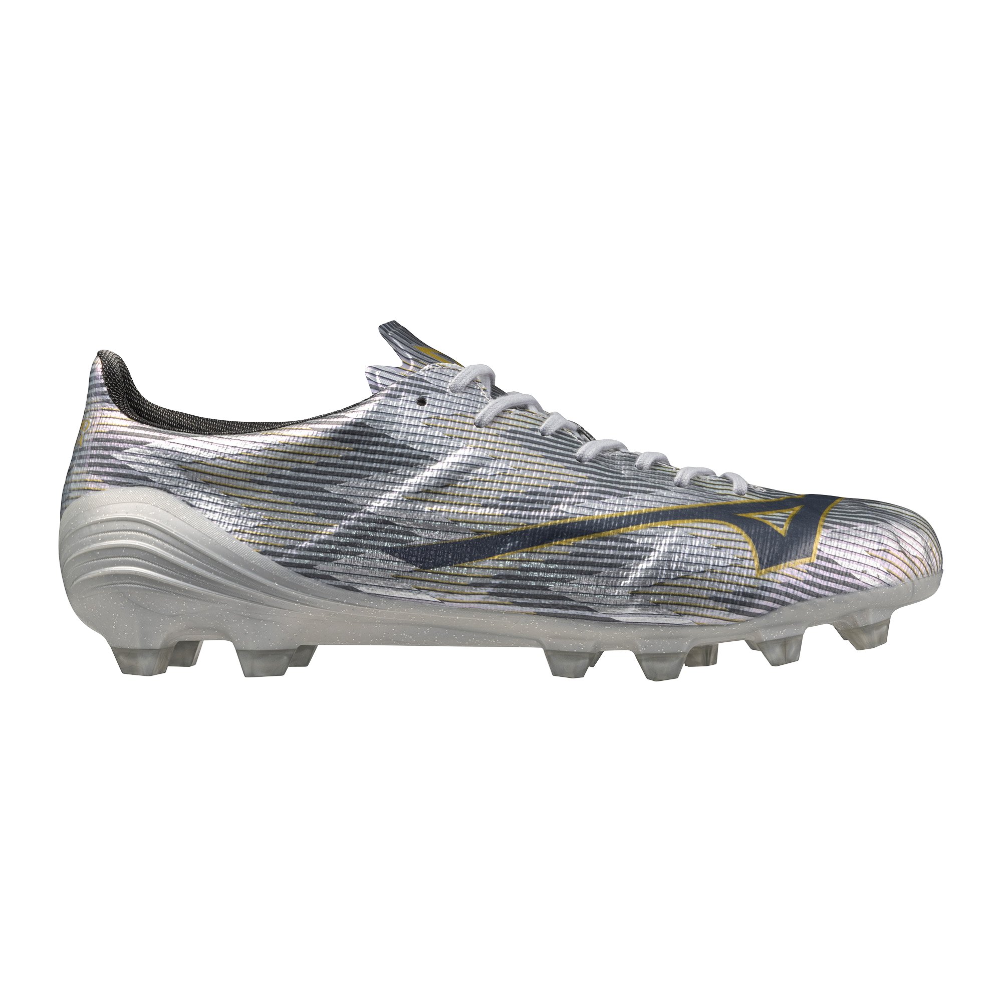 Mizuno Alpha II Elite Gras Voetbalschoenen (FG) Zilver Grijs Goud