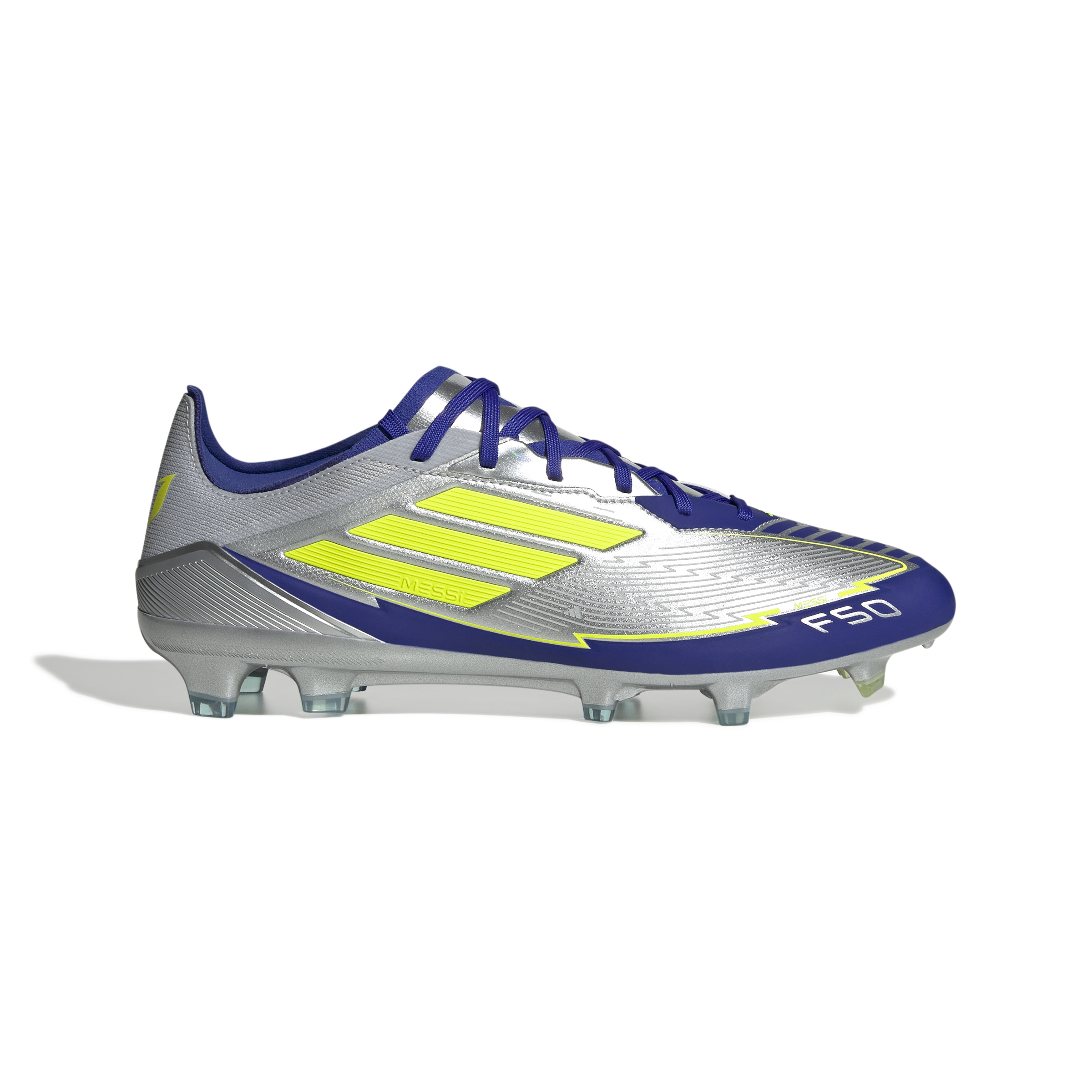 adidas F50 Messi Pro Gras Voetbalschoenen (FG) Zilver Donkerblauw Geel