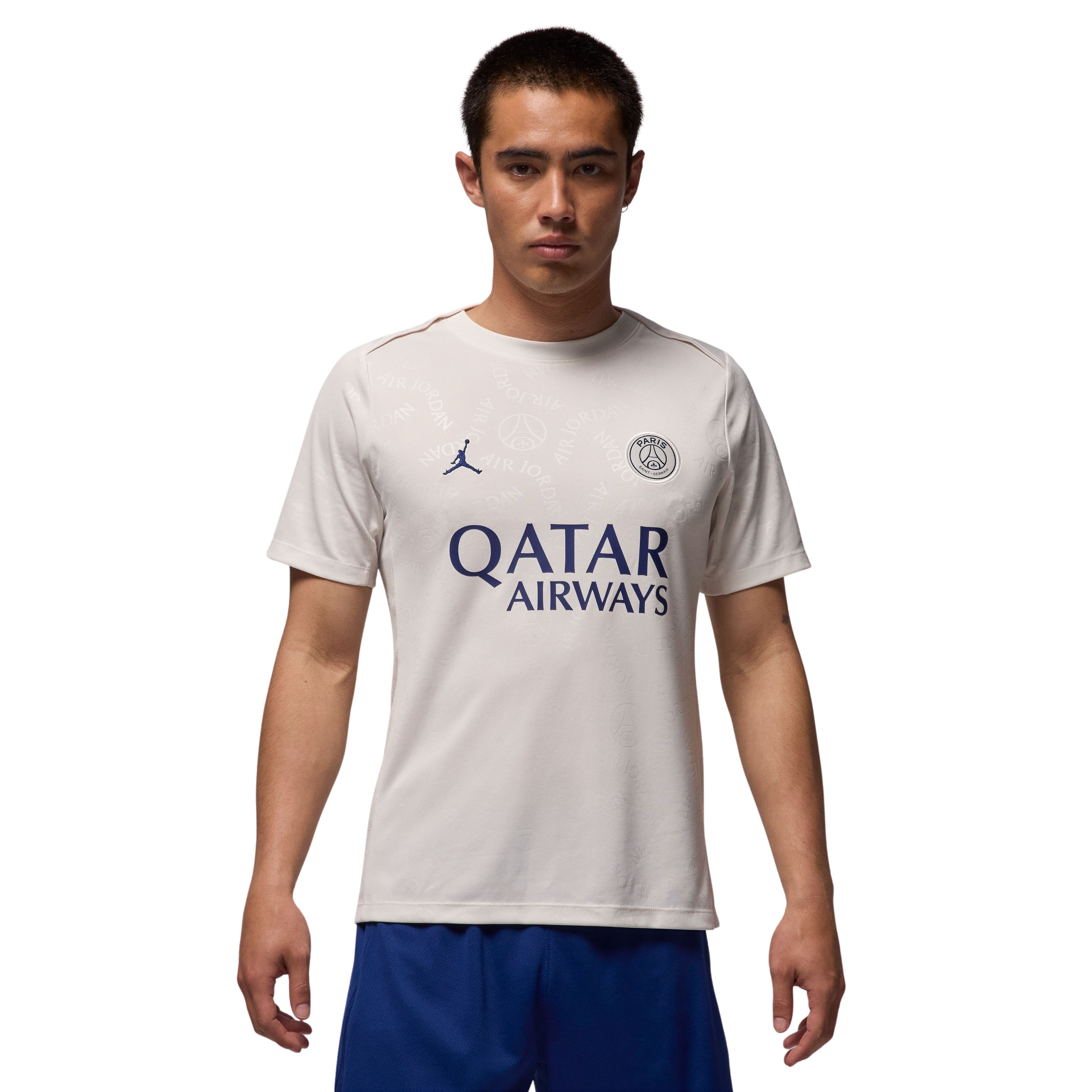 Nike Paris Saint-Germain x Jordan Pre-Match Trainingsshirt 2024-2025 Beige Blauw