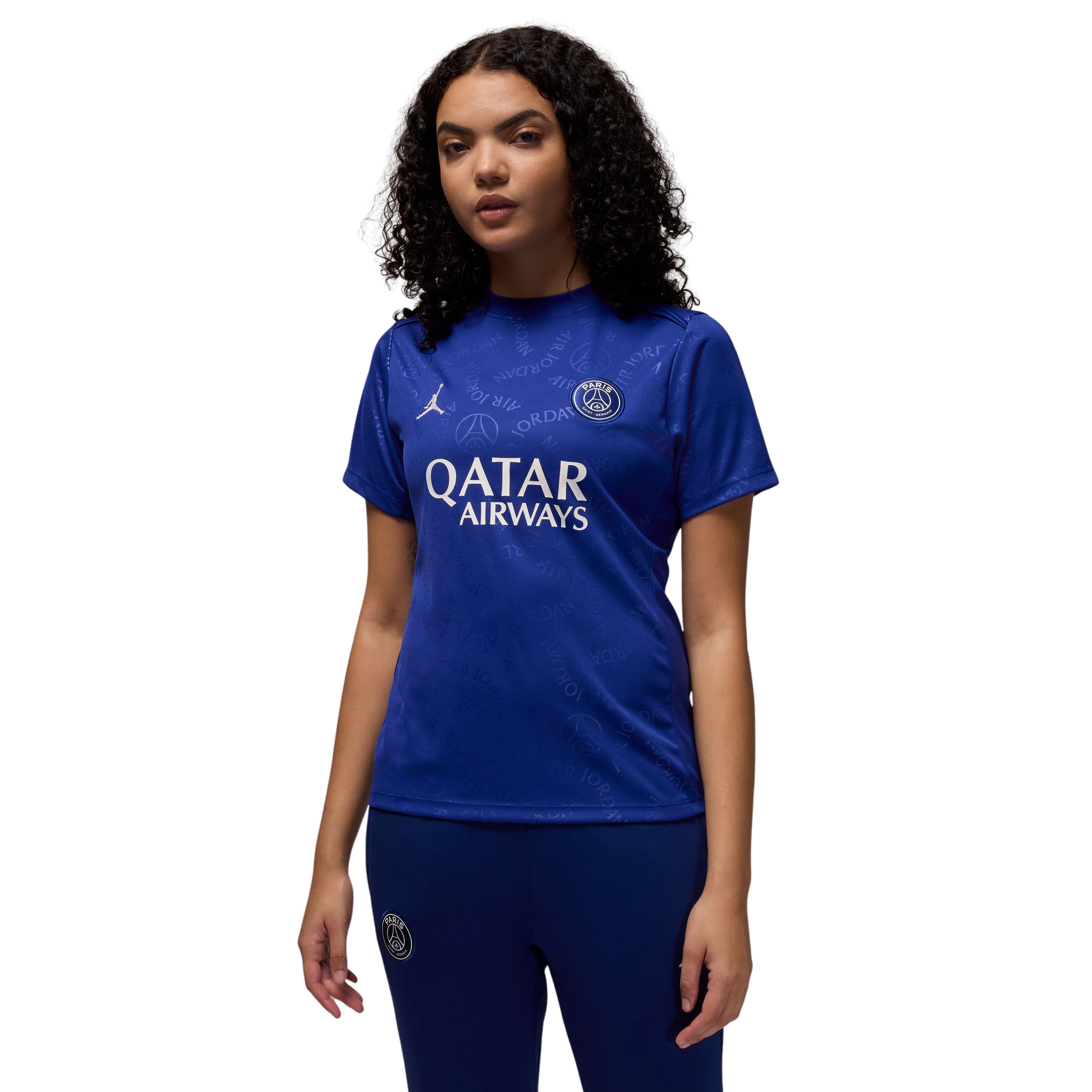 Nike Paris Saint-Germain x Jordan Pre-Match Trainingsshirt 2024-2025 Dames Blauw Wit