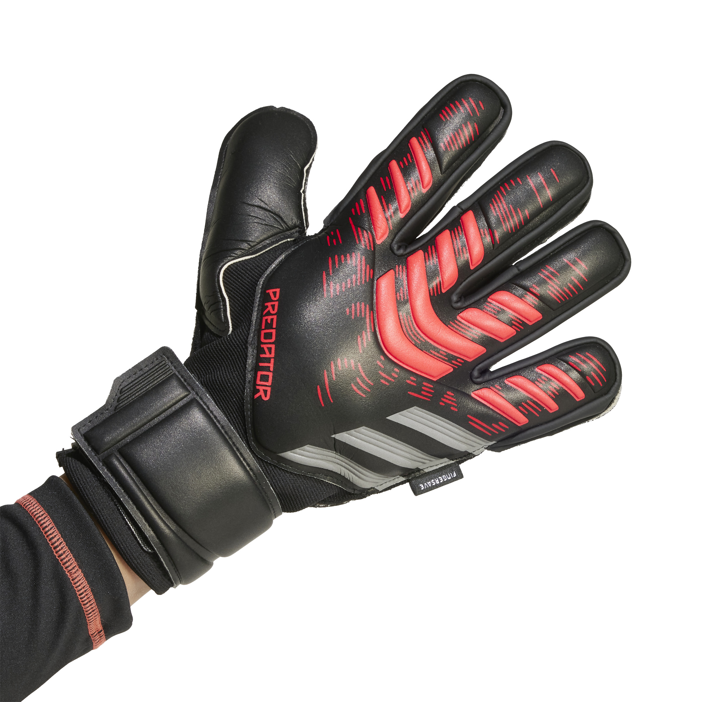 adidas Predator Match Fingersave Keepershandschoenen Zwart Rood Grijs