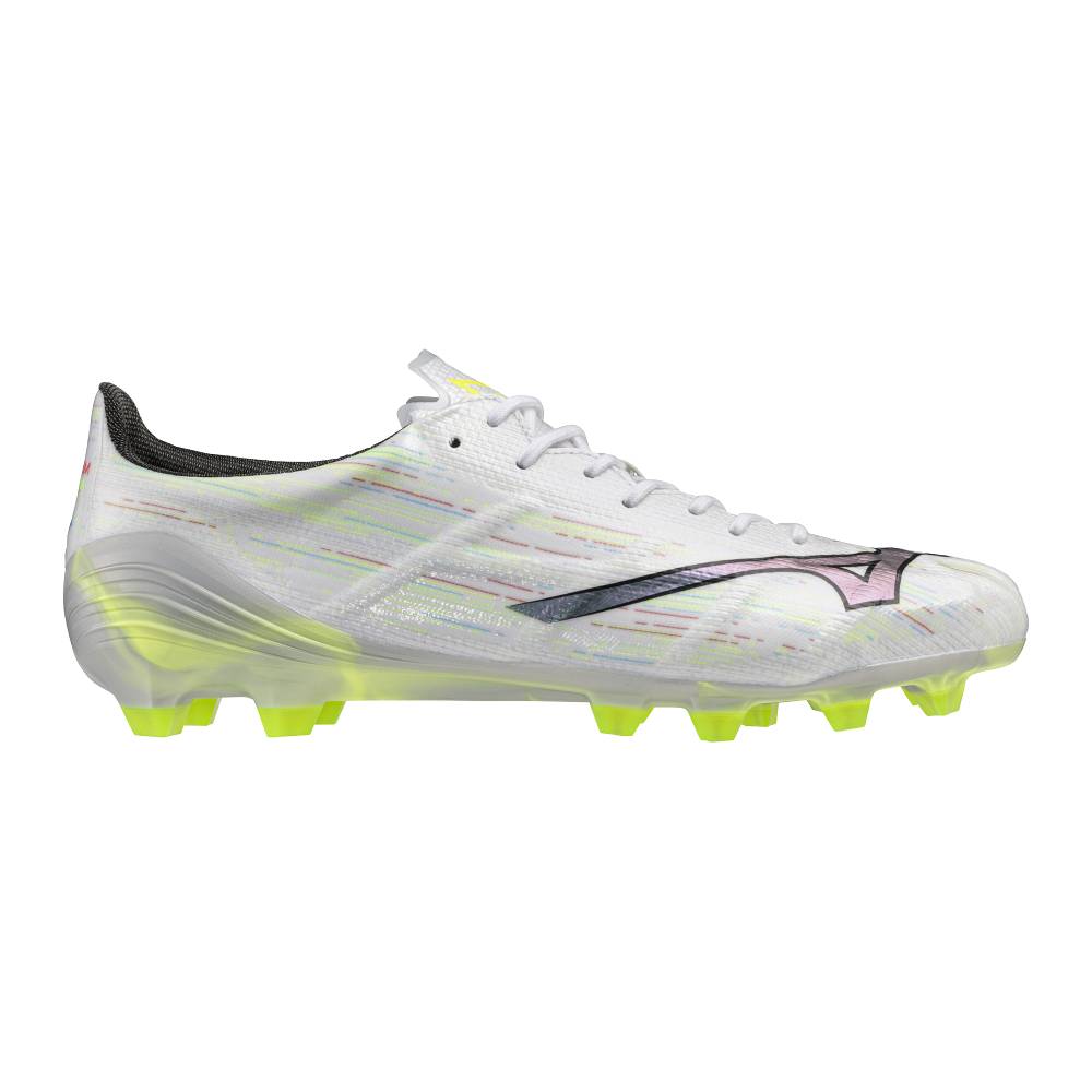 Mizuno Alpha II Elite Gras Voetbalschoenen (FG) Zilver Neongeel Zwart