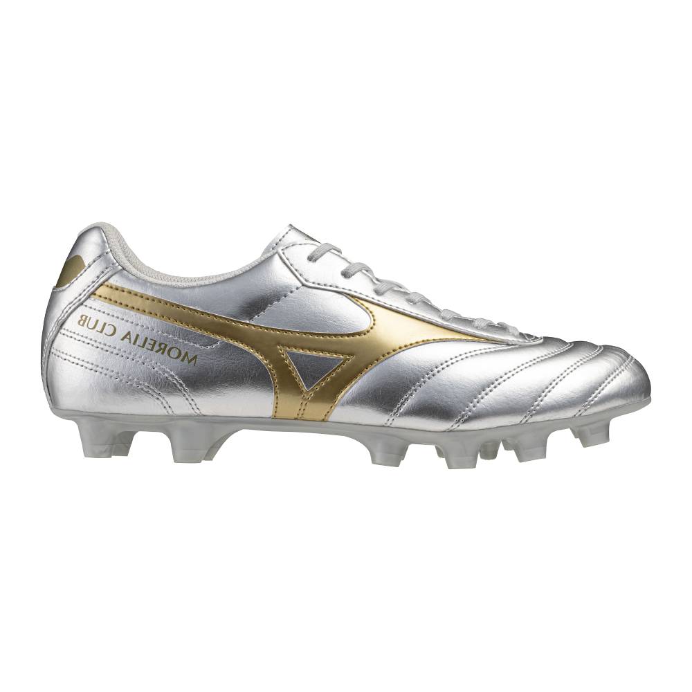 Mizuno Morelia II Club Gras Voetbalschoenen (FG) Zilver Goud