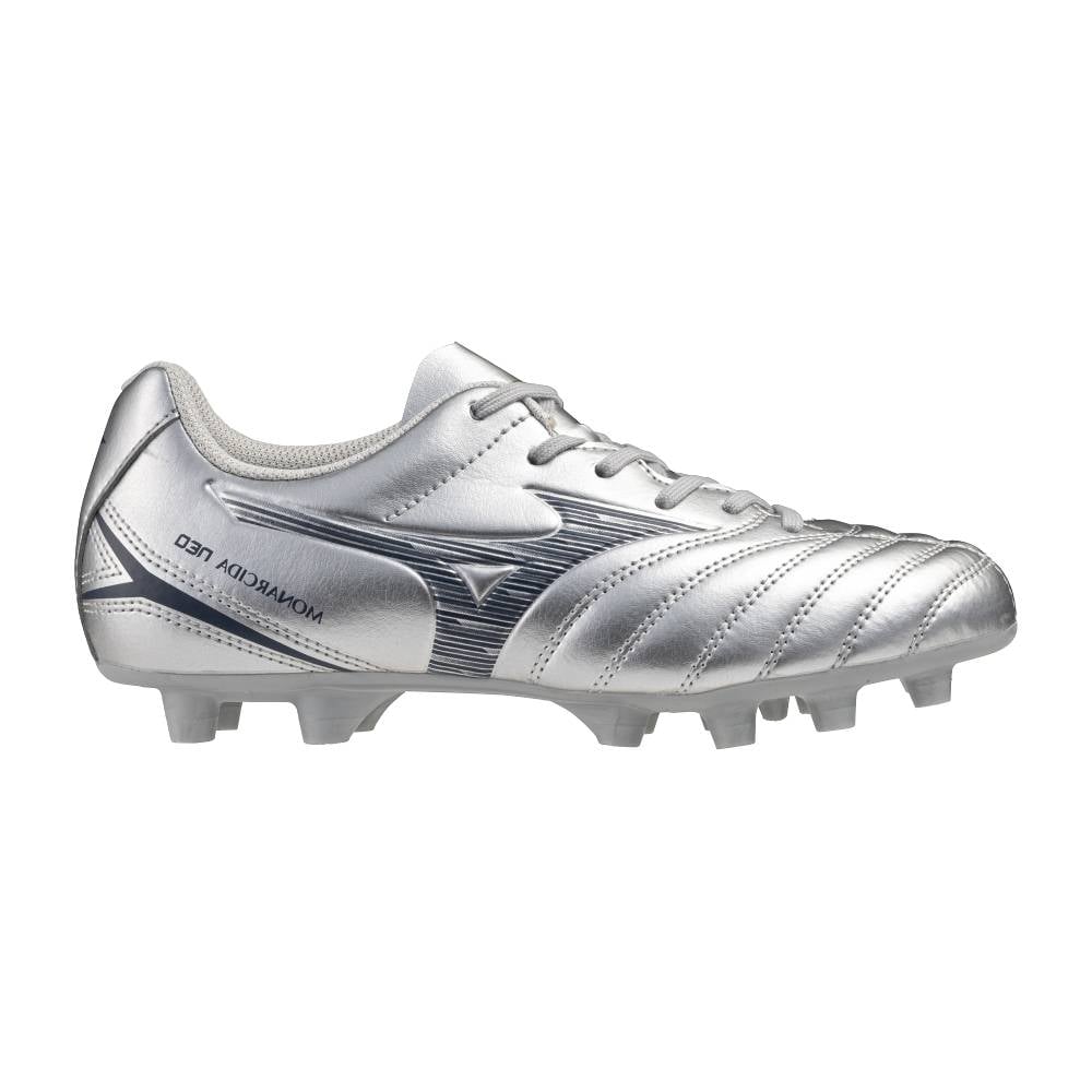 Mizuno Monarcida Neo III Select Gras Voetbalschoenen (FG) Kids Zilver Grijs