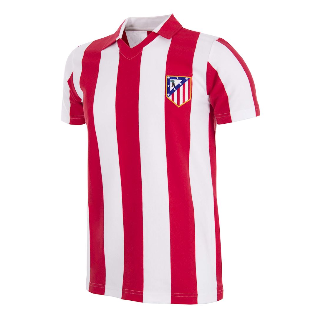 COPA - Atletico de Madrid 1985 - 86 Retro Voetbal Shirt - M - Rood; Wit