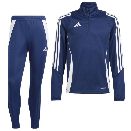 adidas Tiro 24 Trainingspak 1/4-Zip Kids Donkerblauw Wit