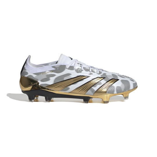 adidas Predator Elite Gazon Naturel Chaussures de Foot (FG) Blanc Gris Noir Doré