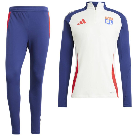 adidas Olympique Lyon Survêtement 1/4-Zip 2024-2025 Bleu Rouge Blanc