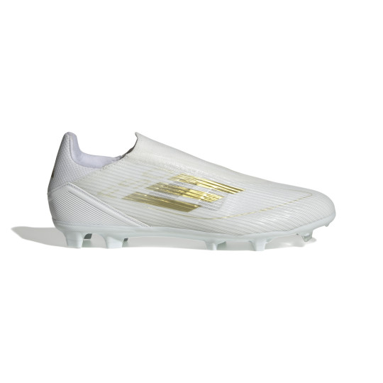 adidas F50 League Sans Lacets Gazon Naturel Chaussures de Foot (FG) Blanc Doré