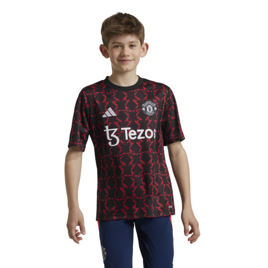 adidas Manchester United Pre-Match Trainingsshirt 2024-2025 Kids Zwart Rood