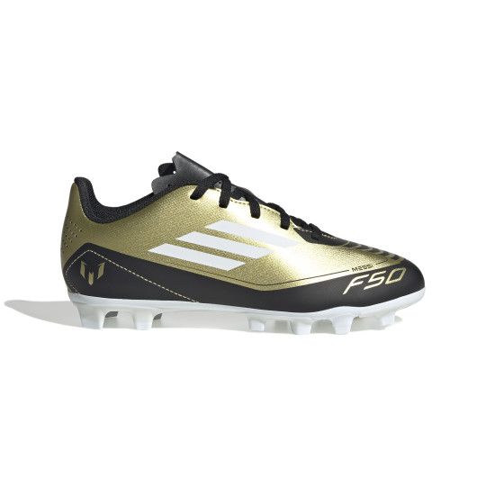 adidas F50 Messi Club Gazon Naturel Gazon Artificiel Chaussures de Foot (FxG) Enfants Doré Noir Blanc