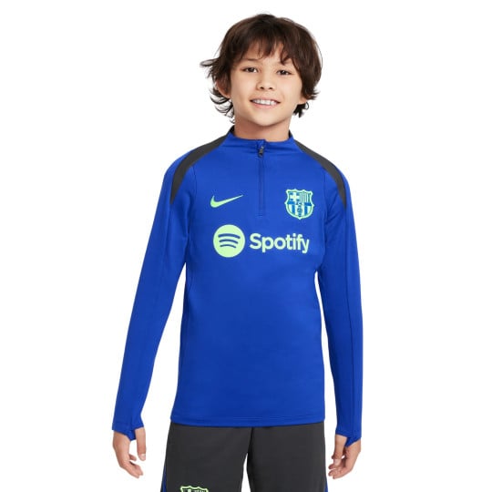 Nike FC Barcelona Strike Trainingstrui 1/4-Zip 2024-2025 Kids Blauw Lichtgroen