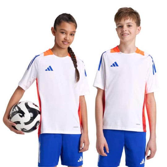 adidas Tiro 24 Maillot de Foot Enfants Blanc Bleu Rouge Orange