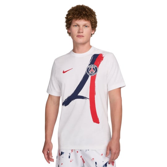 Nike Paris Saint-Germain Iconic T-Shirt 2024-2025 Wit Donkerblauw Rood