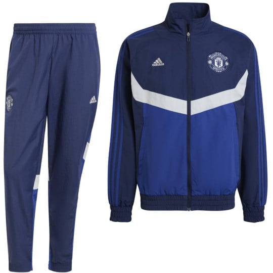 adidas Manchester United Culturewear Trainingspak Woven Full-Zip 2024-2025 Donkerblauw Blauw
